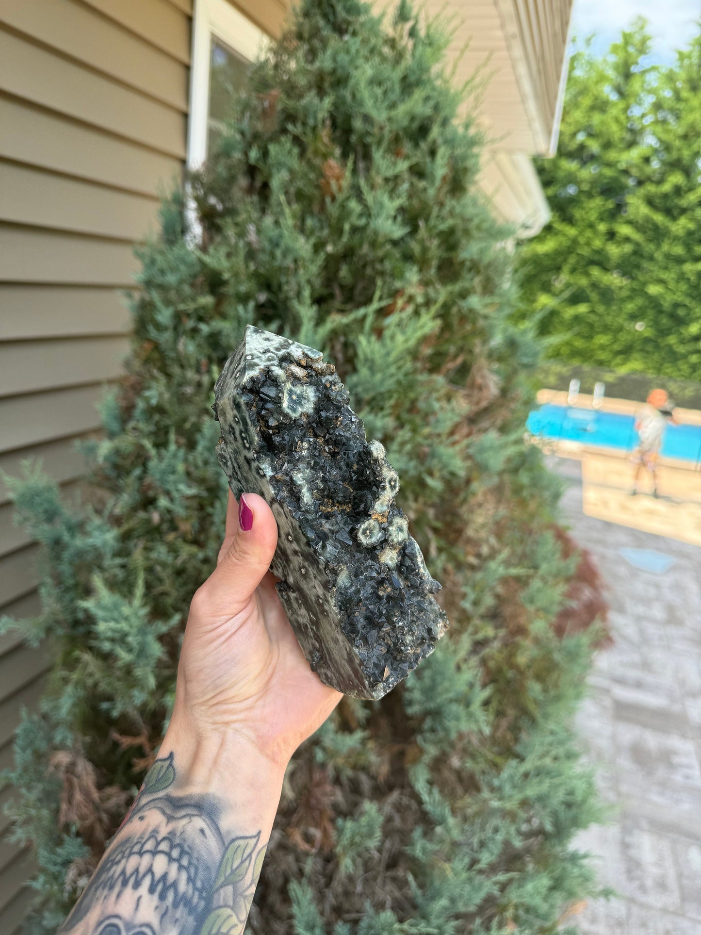 Black Druzy Ocean Jasper Tower