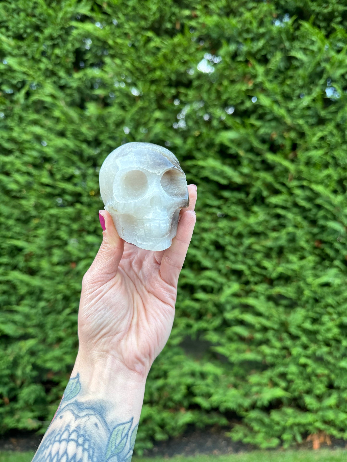 Smoky Quartz & Quartz Skull Carving (3.38")