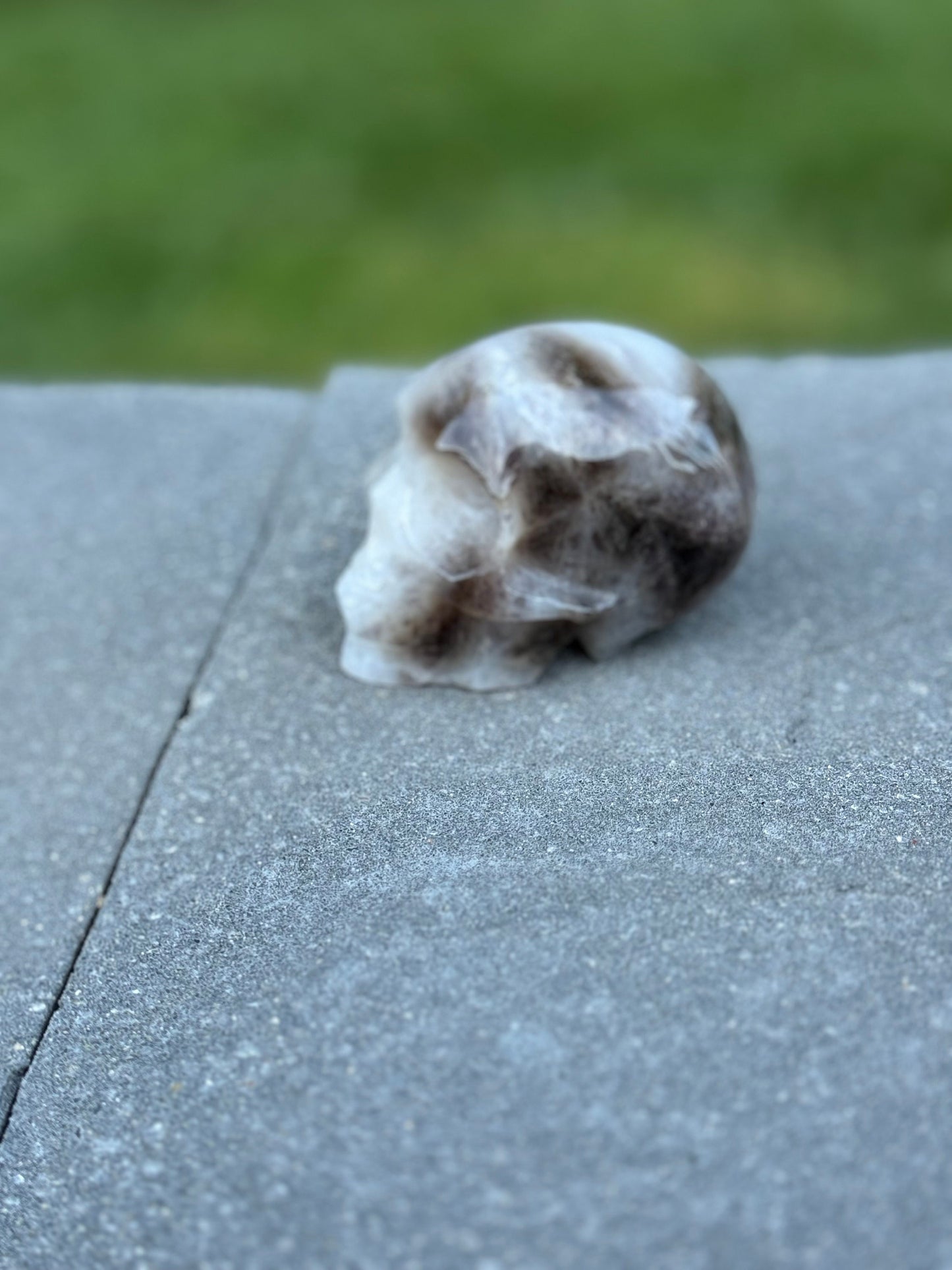 Smoky Quartz & Quartz Skull Carving (3.38")