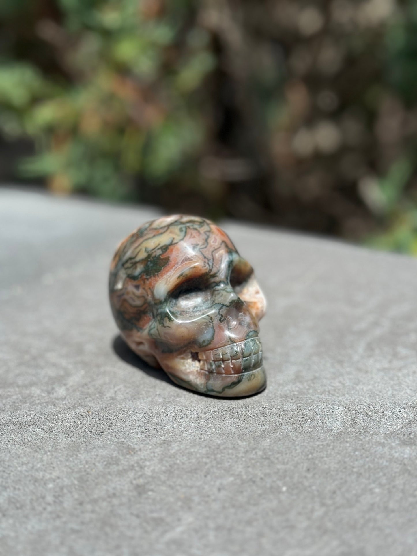 Red Moss Agate Skull