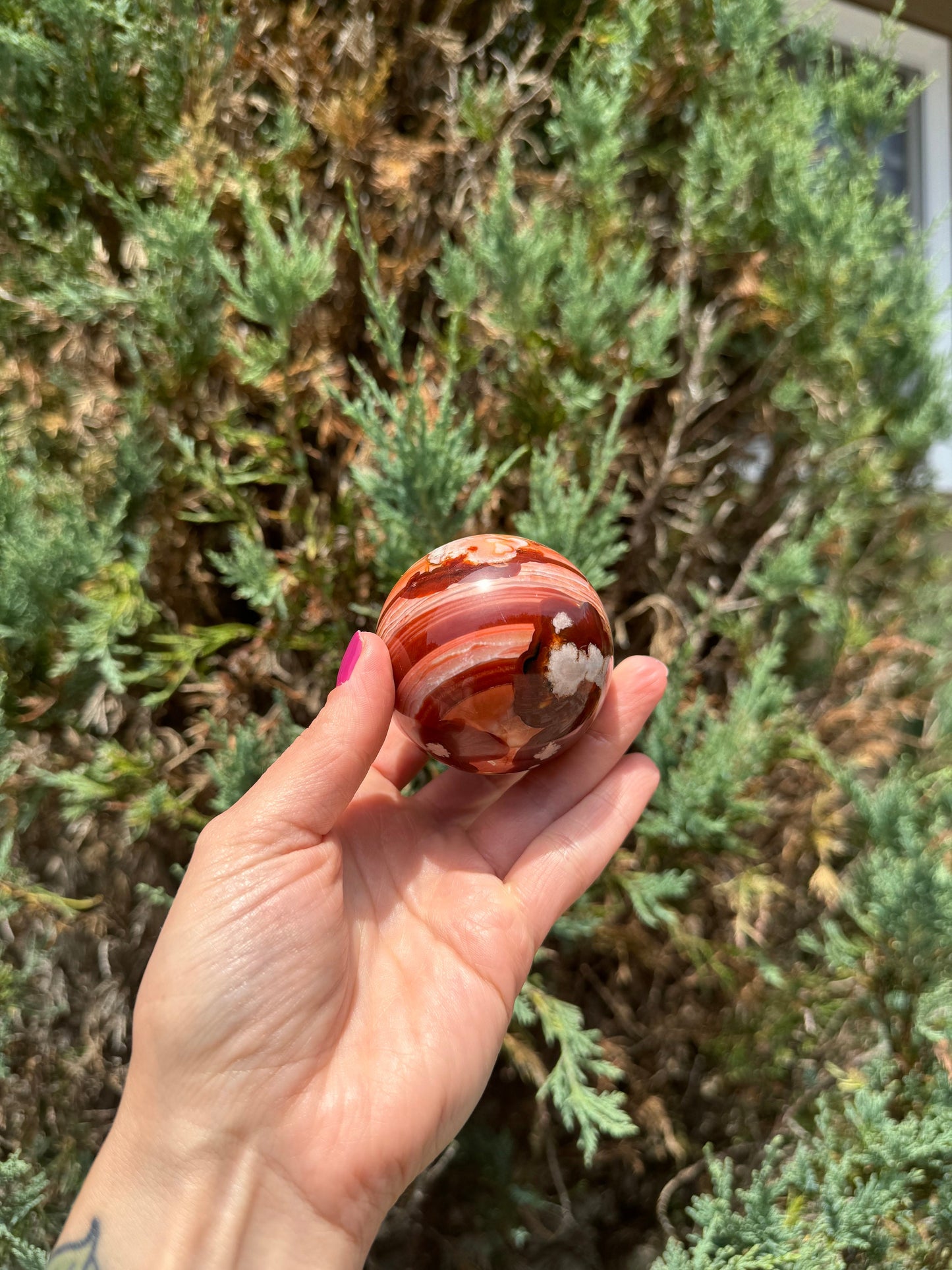 Carnelian & Flower Agate Sphere (59MM)