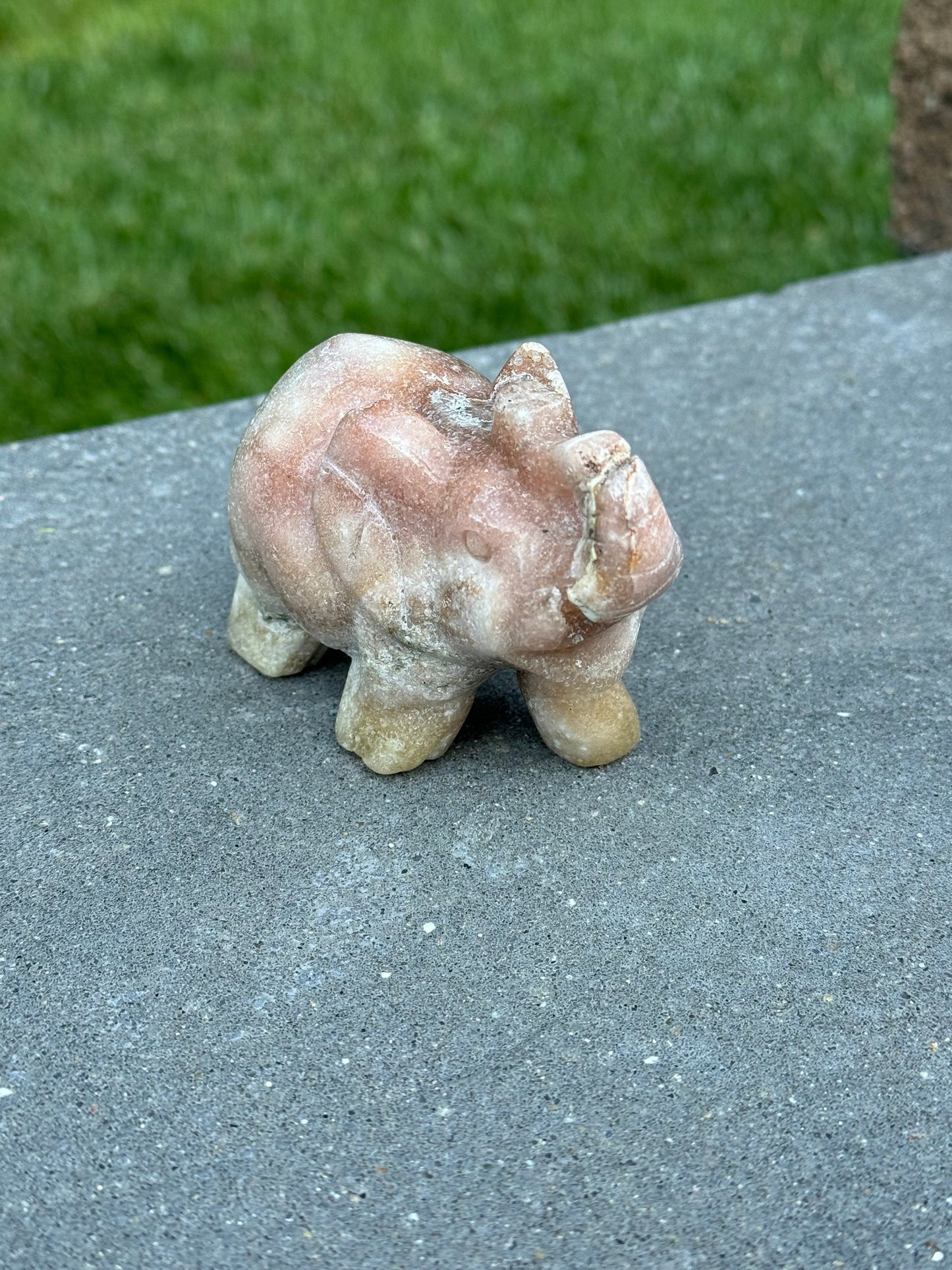 Druzy Pink Amethyst Elephant Carving