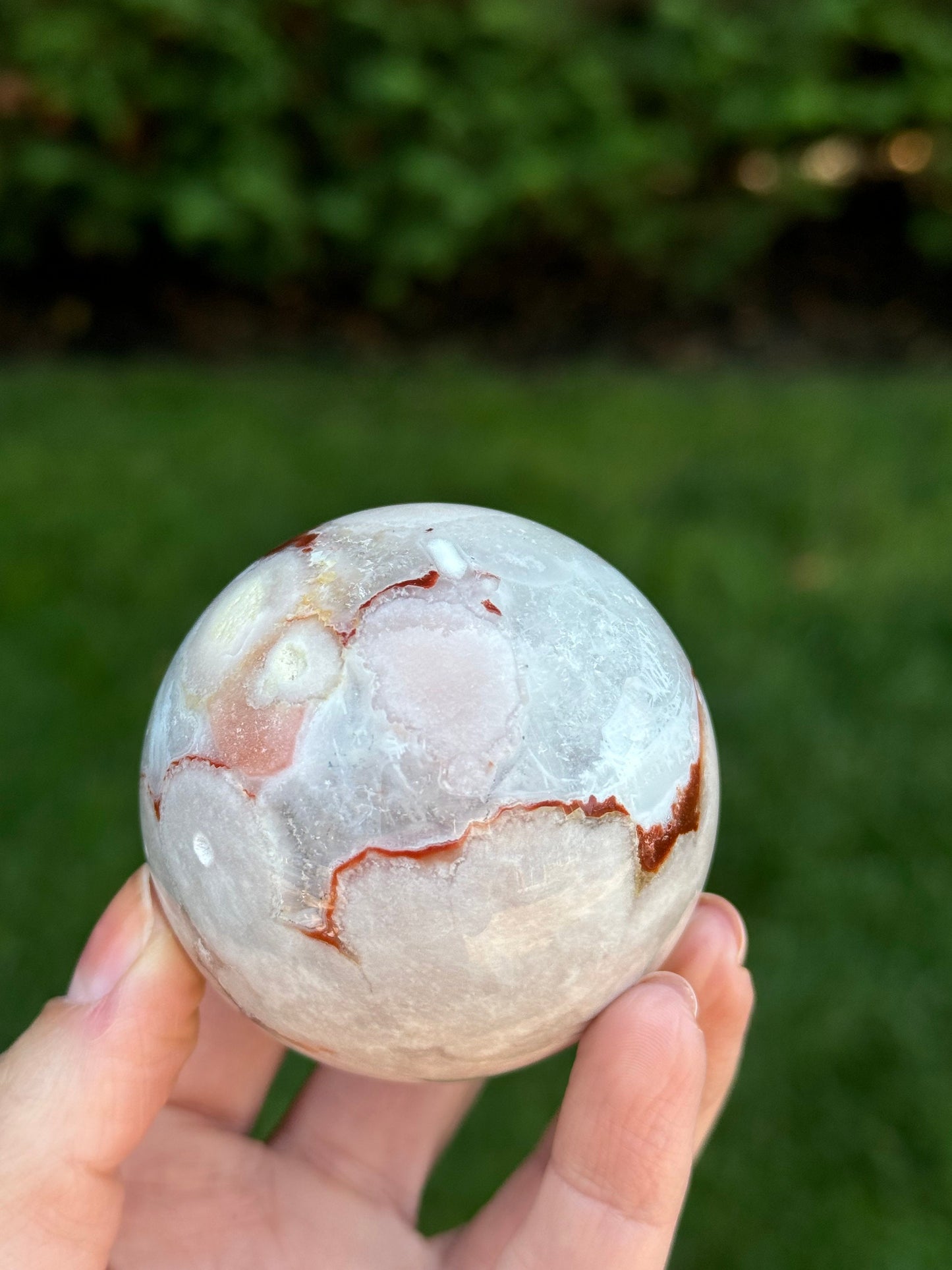 Druzy Carnelian Flower Agate Sphere (58MM)