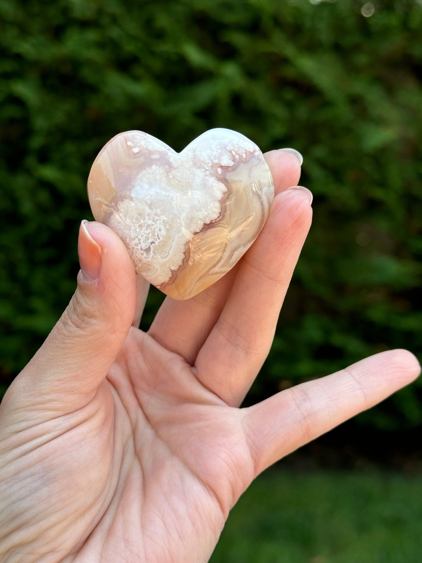 Flower Agate Heart Carving