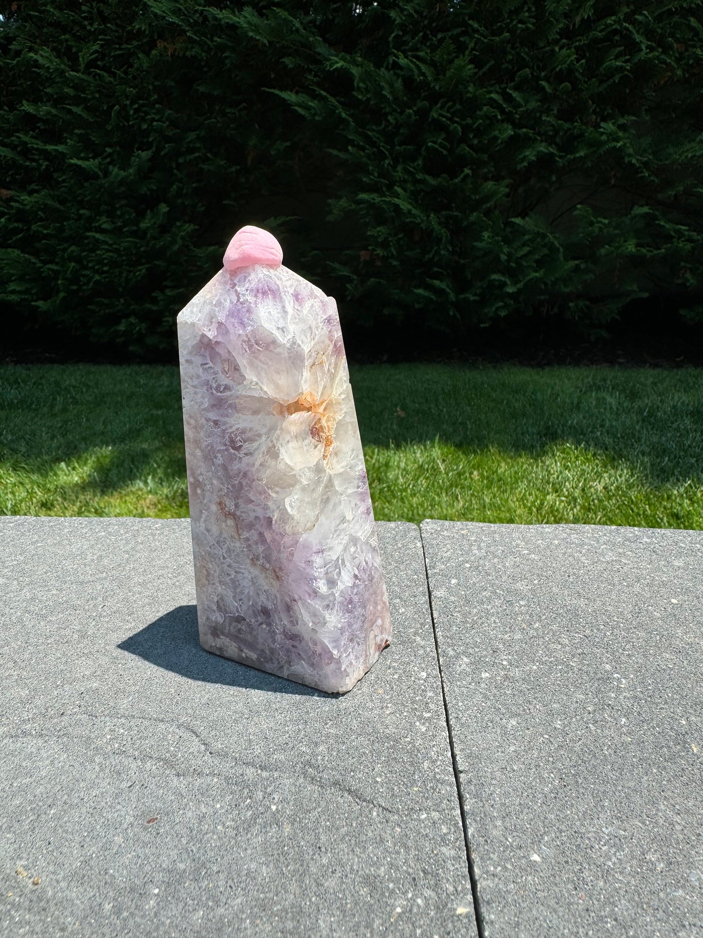 Druzy Amethyst & Flower Agate Obelisk