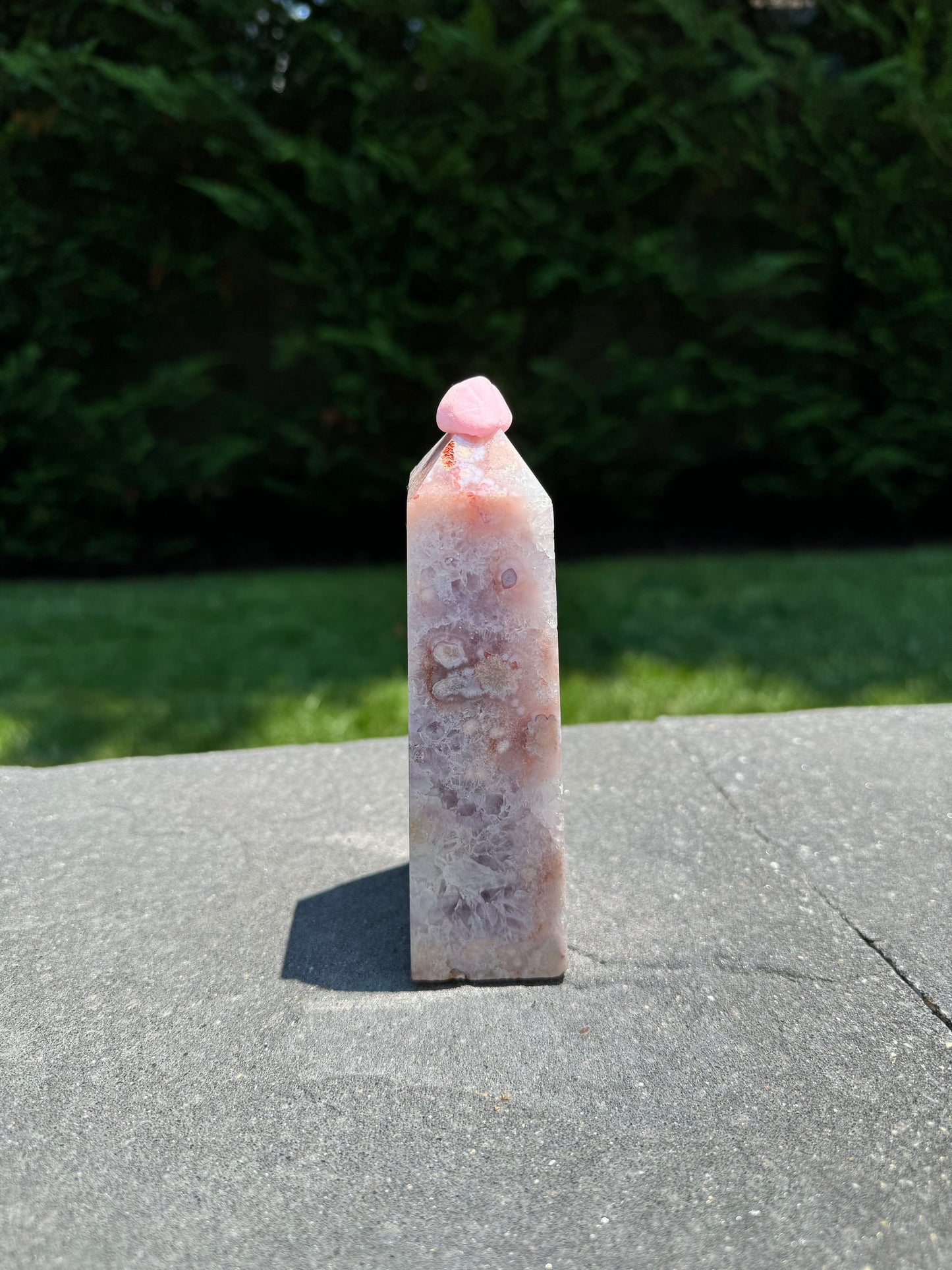 Druzy Amethyst & Flower Agate Obelisk