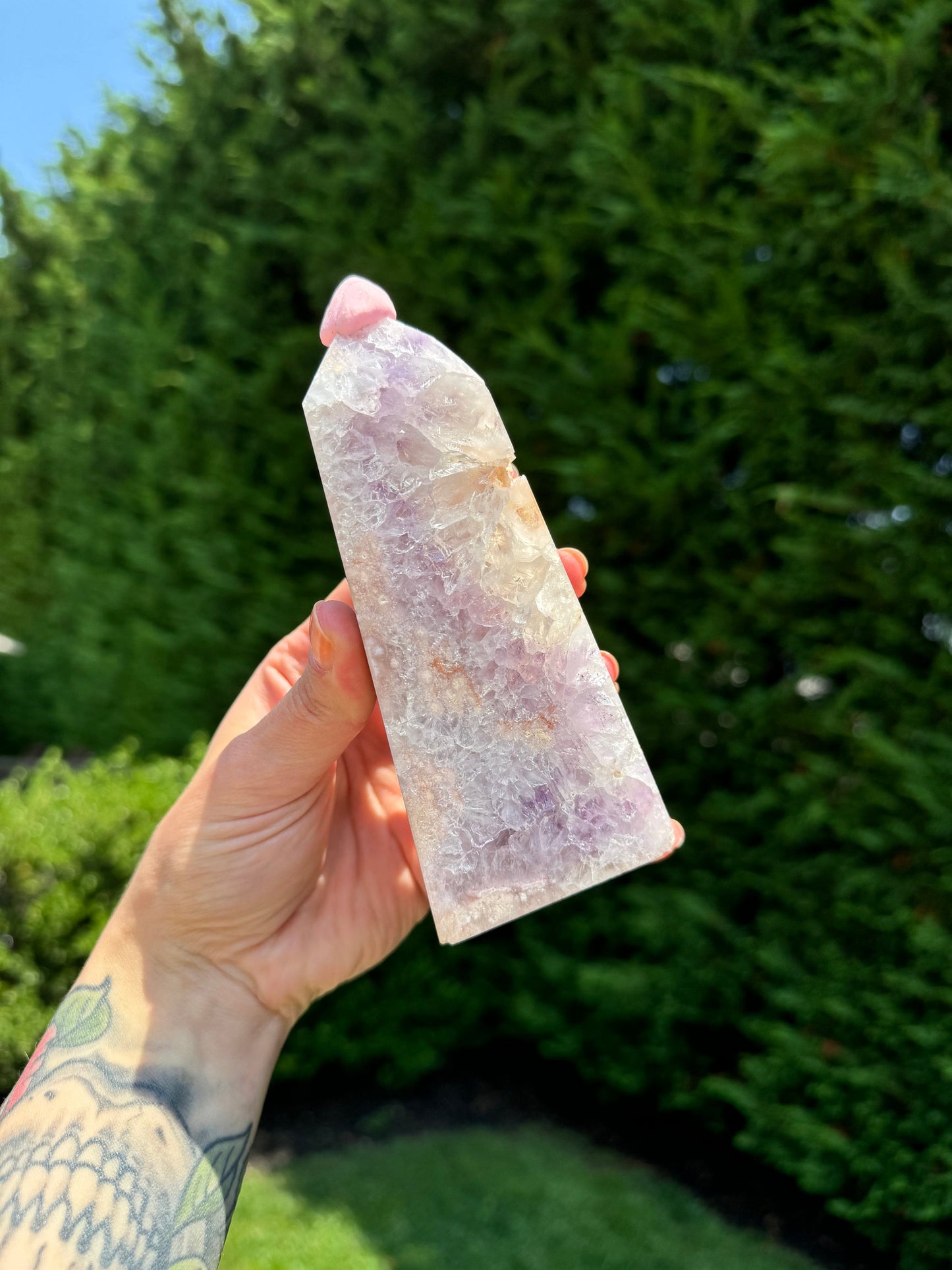 Druzy Amethyst & Flower Agate Obelisk