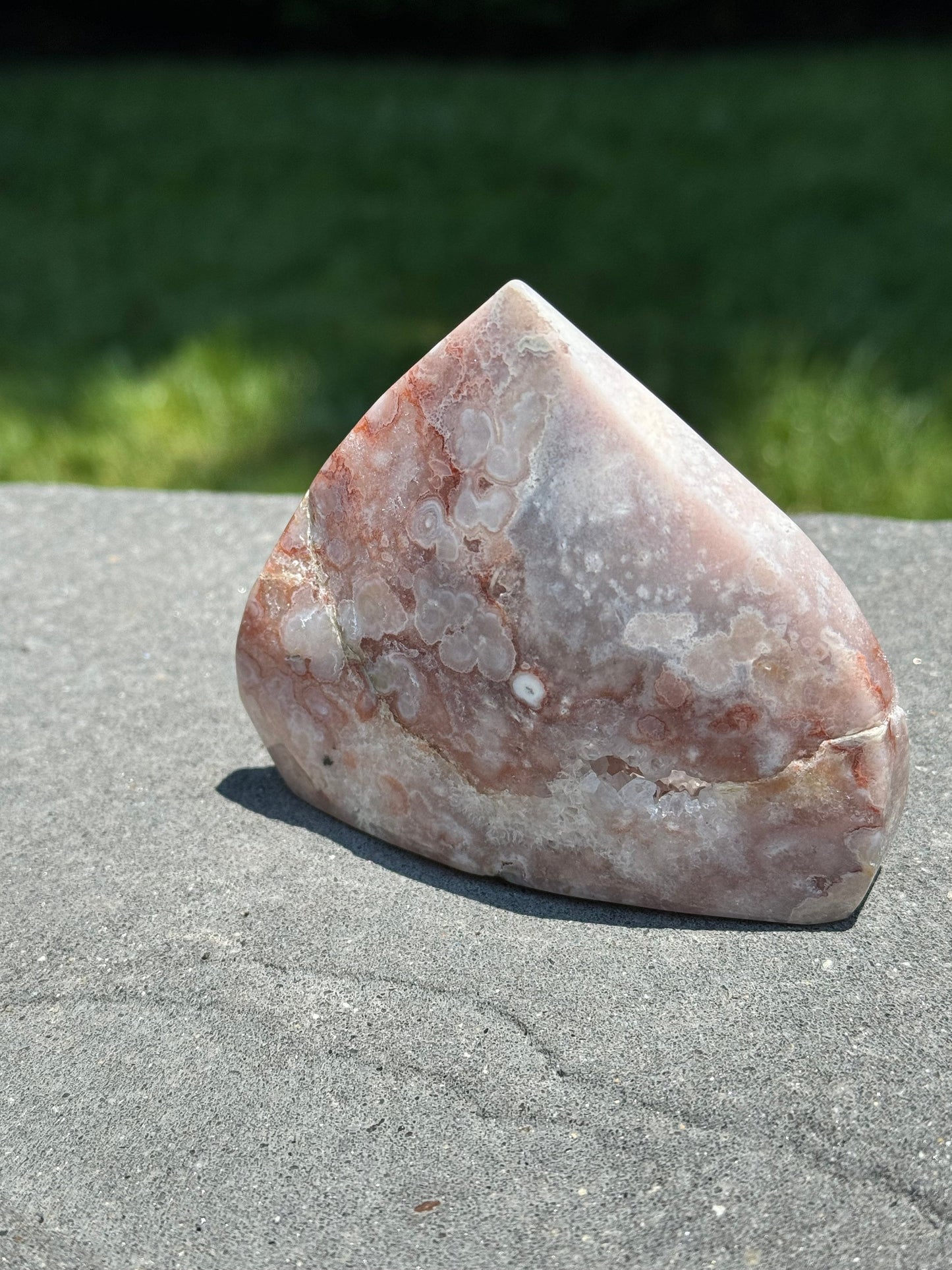 Brazilian Druzy Pink Amethyst Freeform with Flower Agate & Carnelian