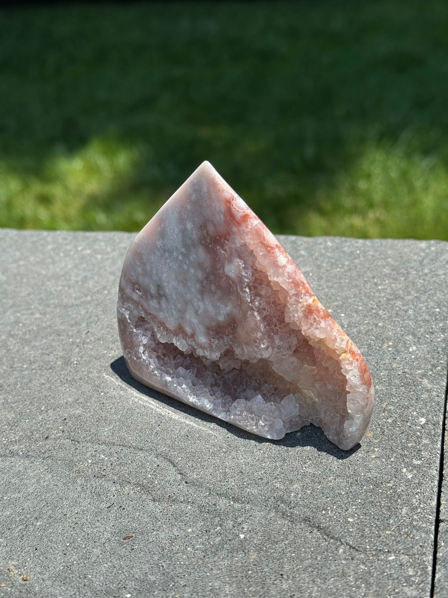 Brazilian Druzy Pink Amethyst Freeform with Flower Agate & Carnelian