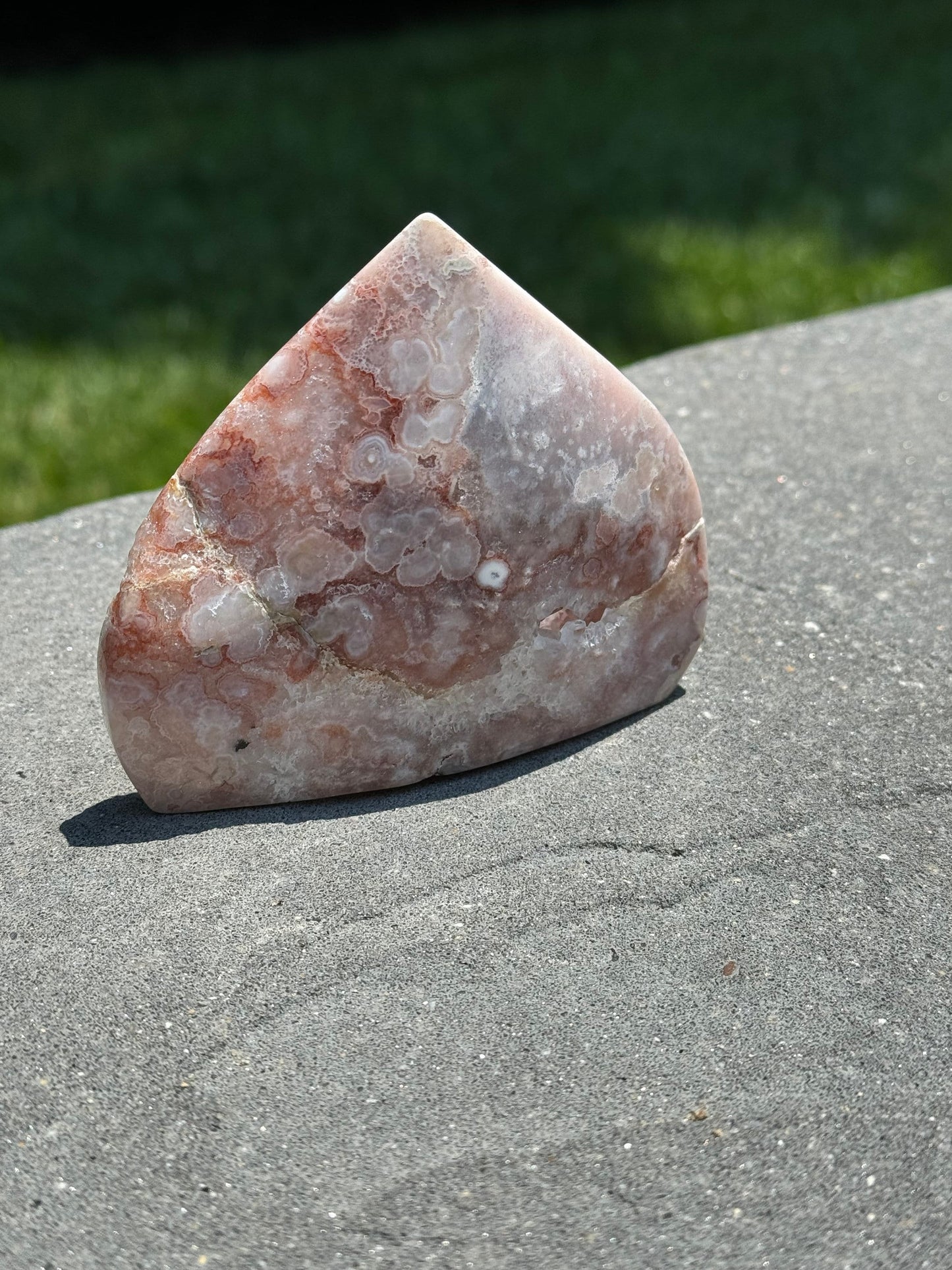 Brazilian Druzy Pink Amethyst Freeform with Flower Agate & Carnelian