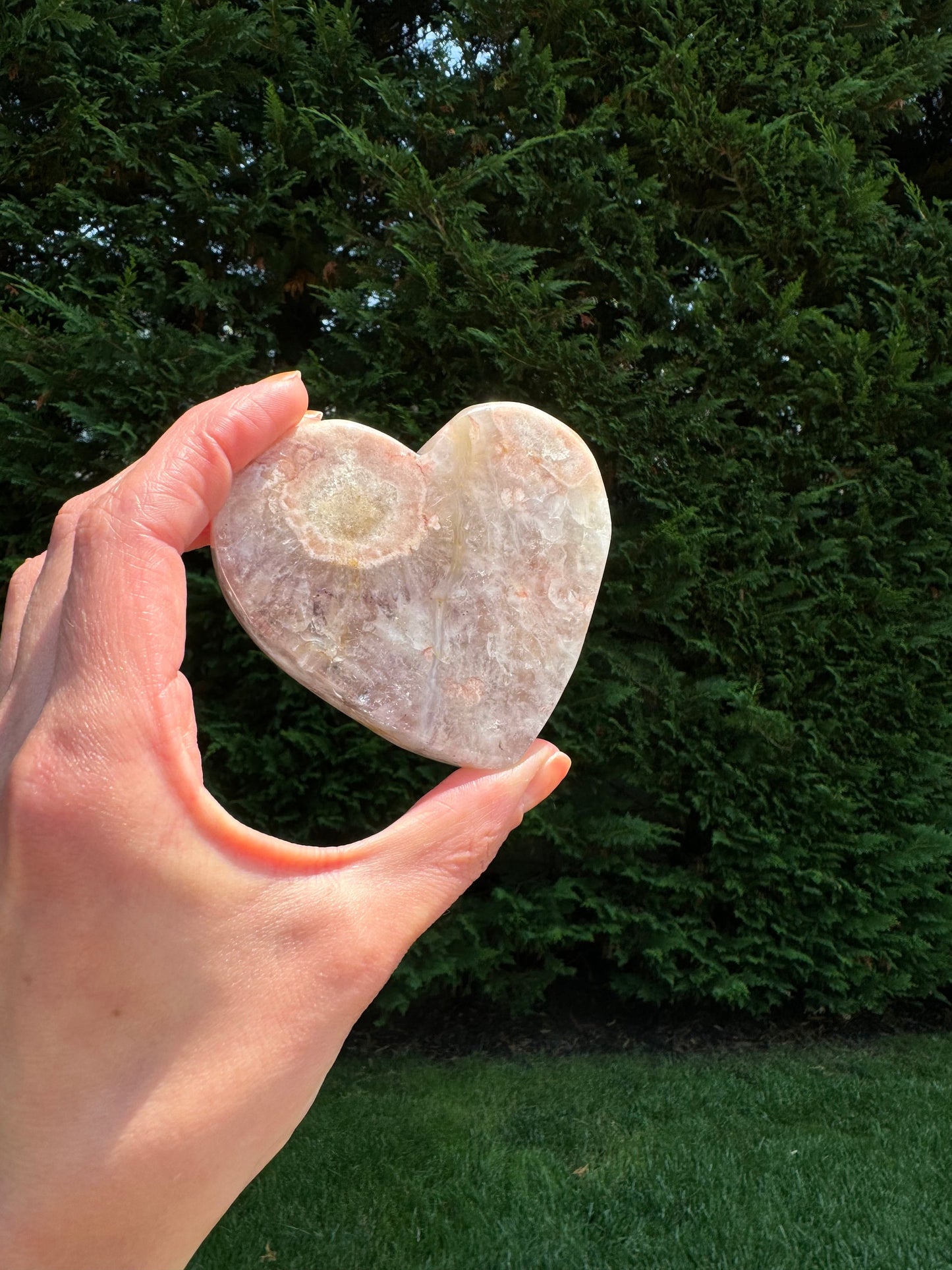 Amethyst & Flower Agate & Carnelian Heart Carving