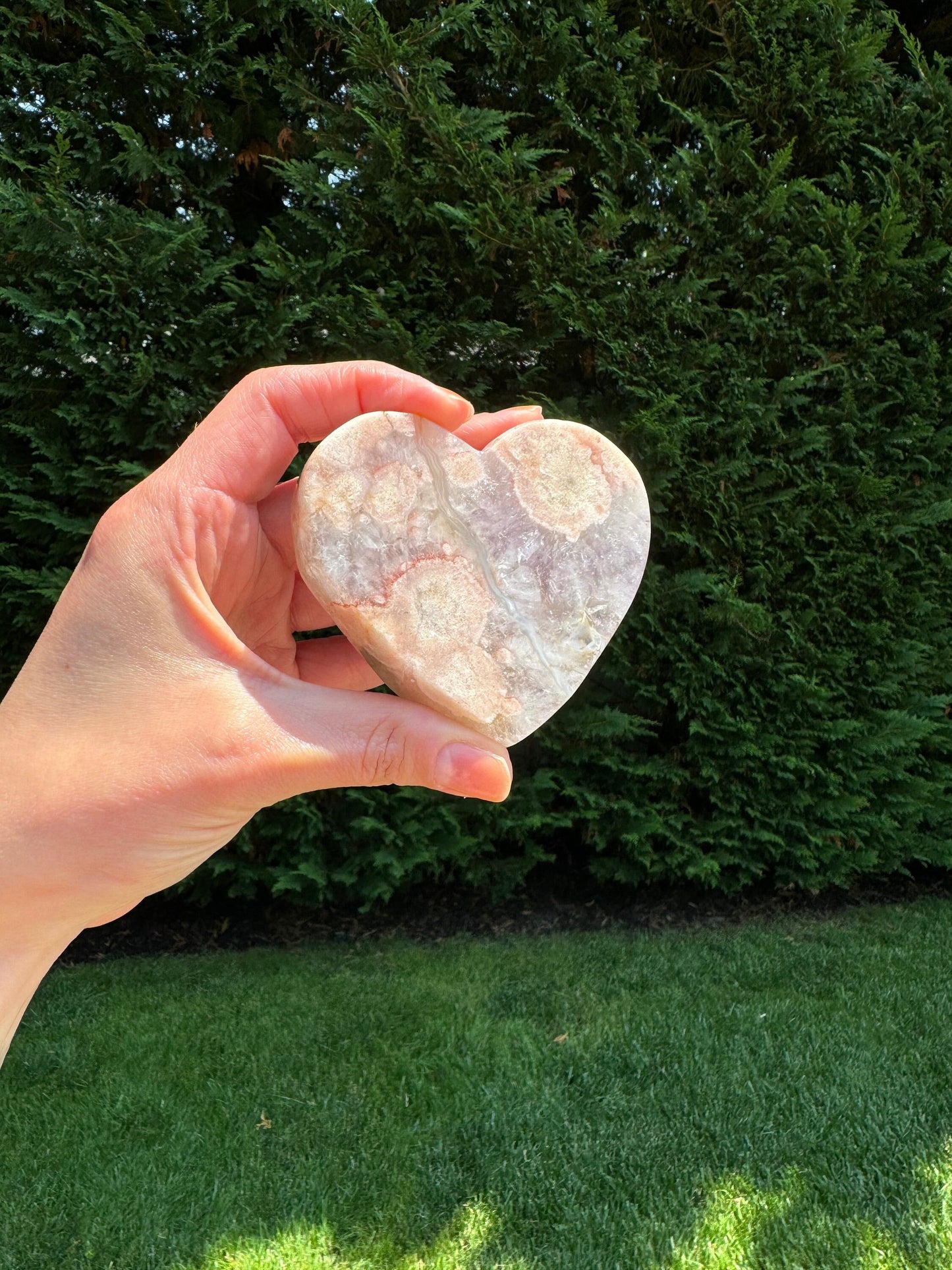 Amethyst & Flower Agate & Carnelian Heart Carving