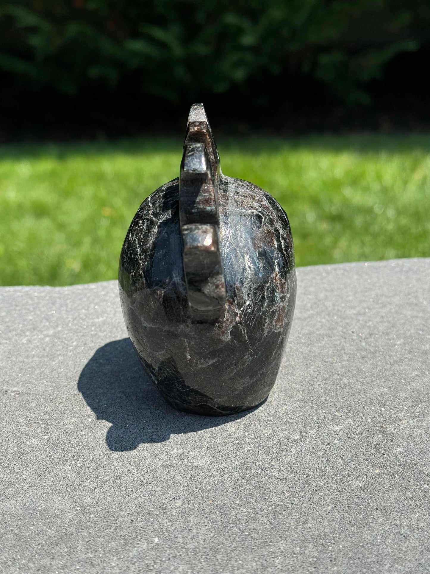 Garnet Astrophyllite Skull Carving (3.45")