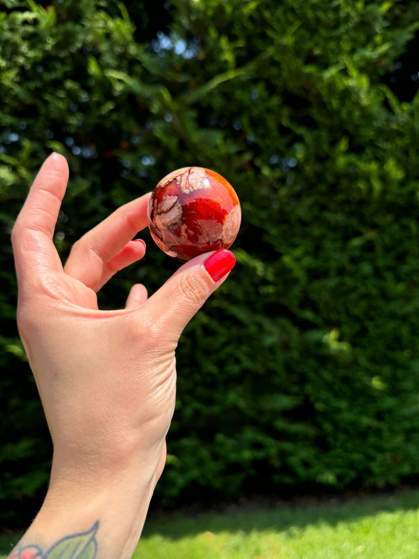 Carnelian & Flower Agate Sphere (46MM)