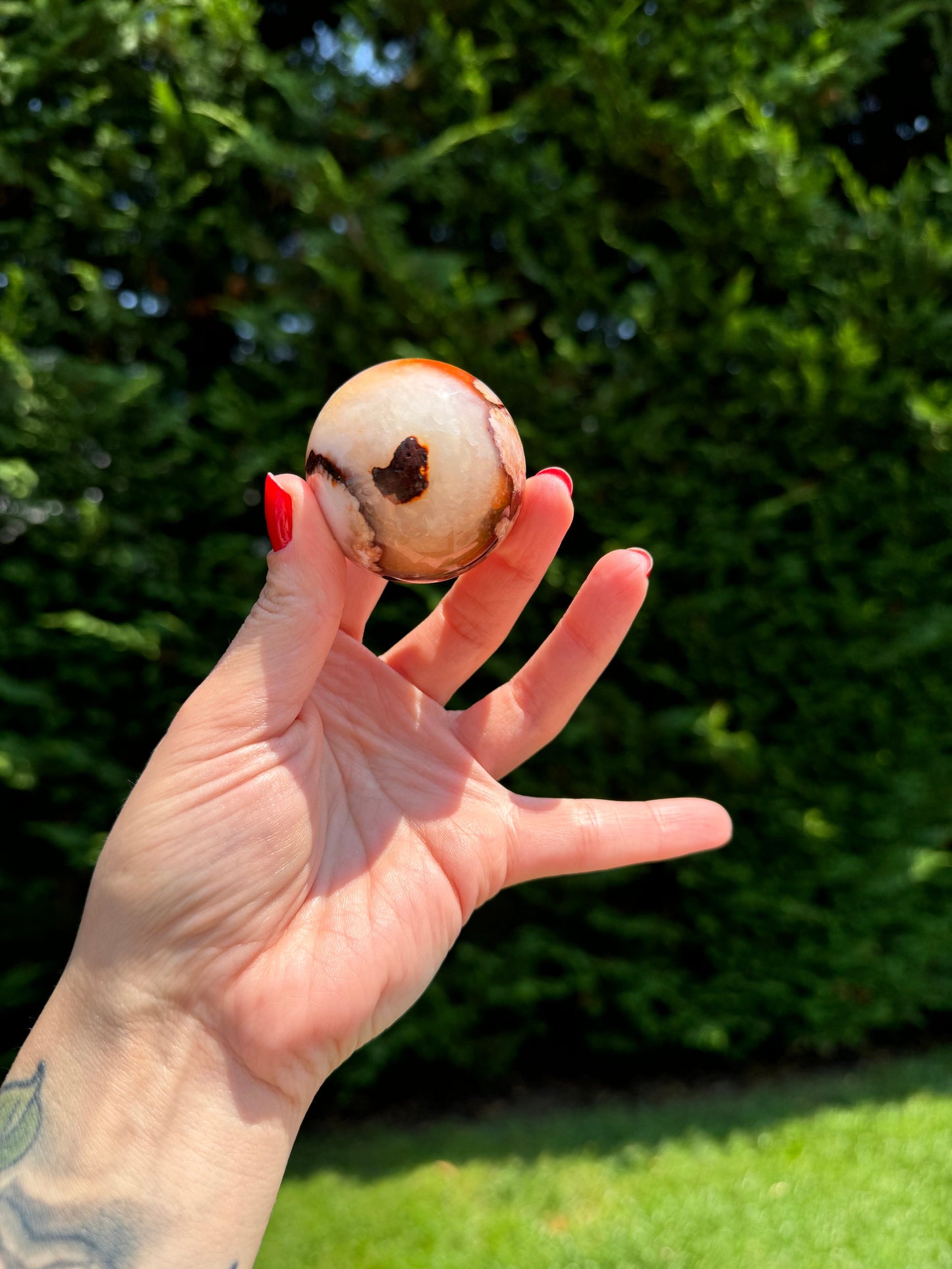 Carnelian & Flower Agate Sphere (46MM)