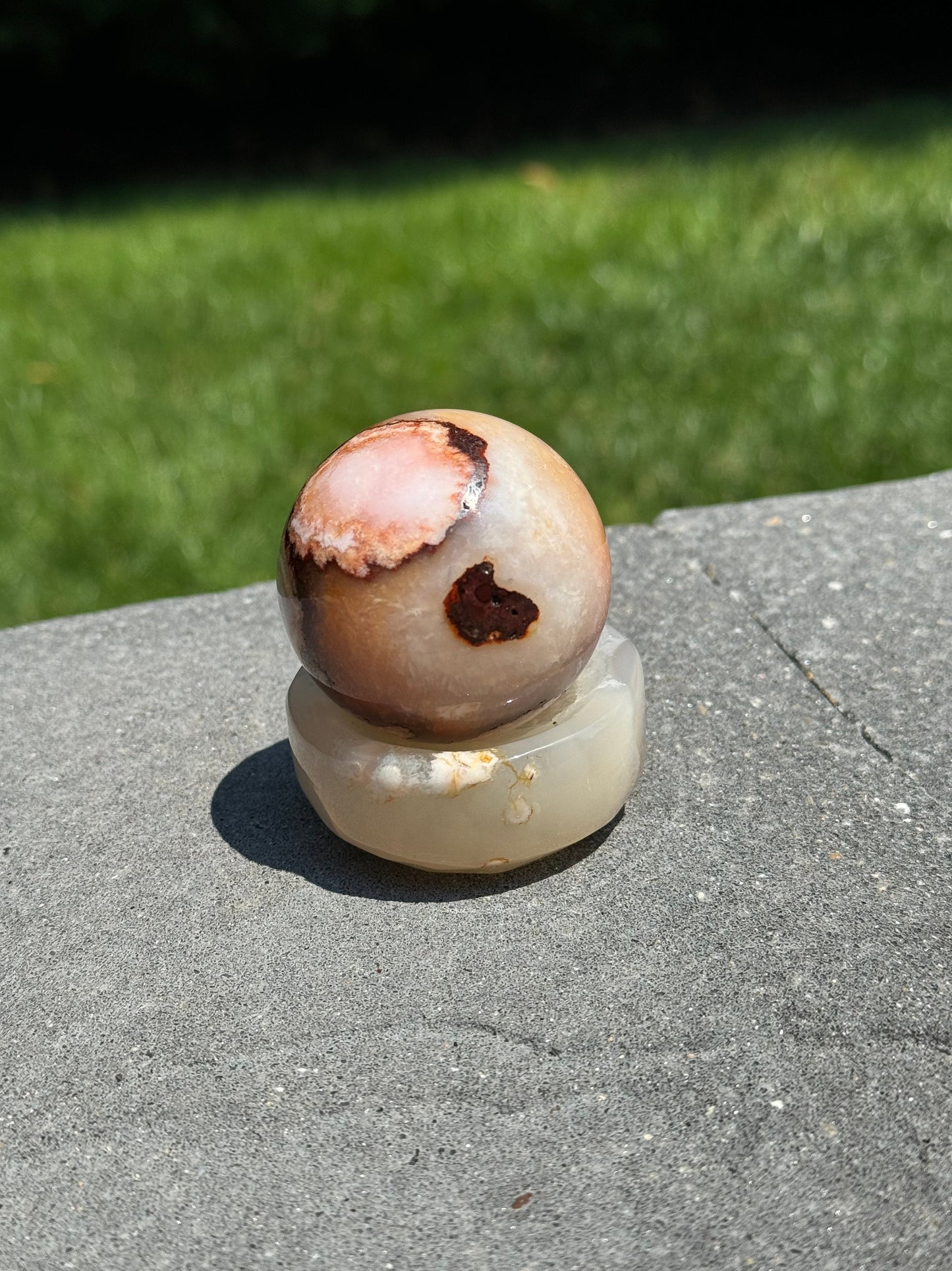 Carnelian & Flower Agate Sphere (46MM)