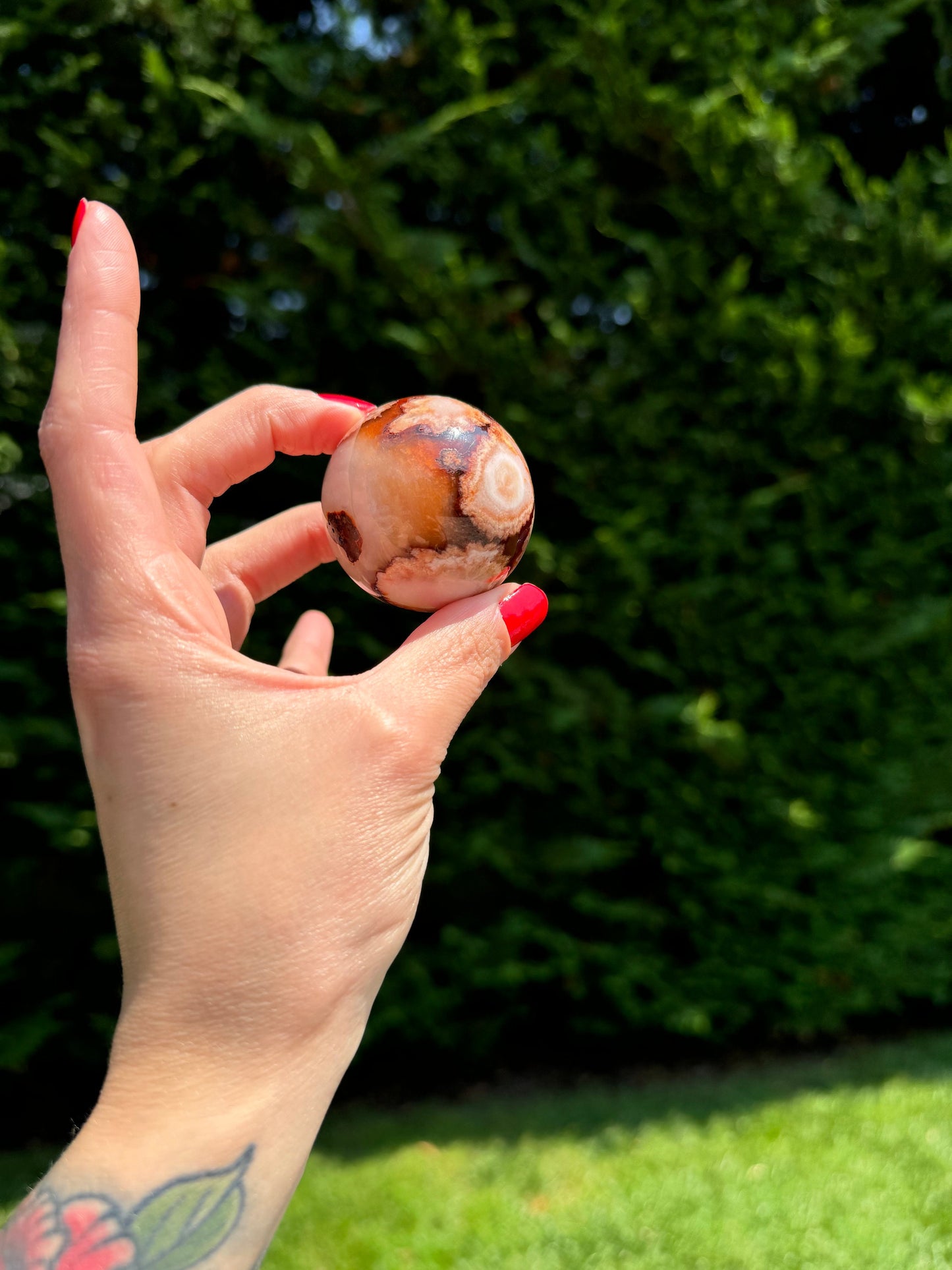 Carnelian & Flower Agate Sphere (46MM)
