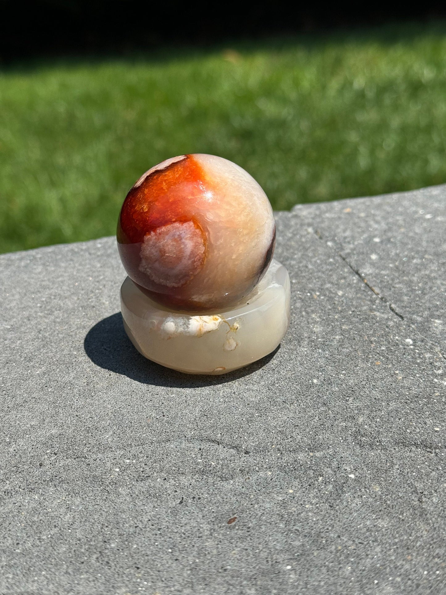 Carnelian & Flower Agate Sphere (46MM)