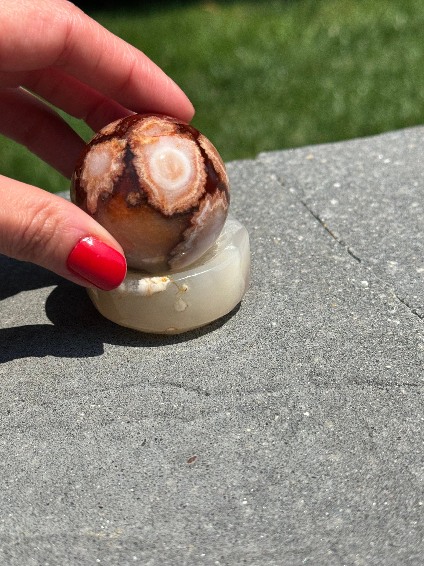 Carnelian & Flower Agate Sphere (46MM)
