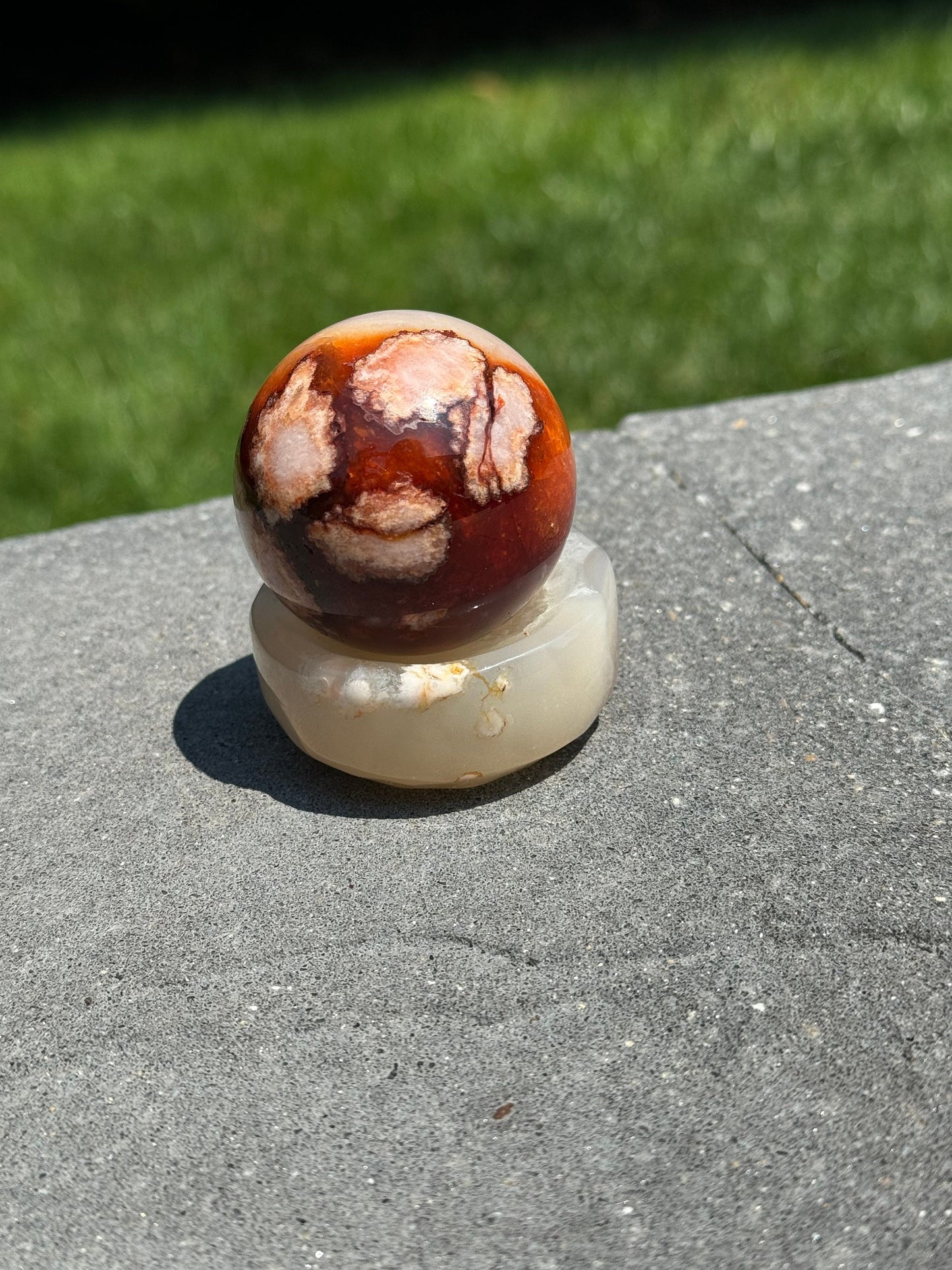Carnelian & Flower Agate Sphere (46MM)