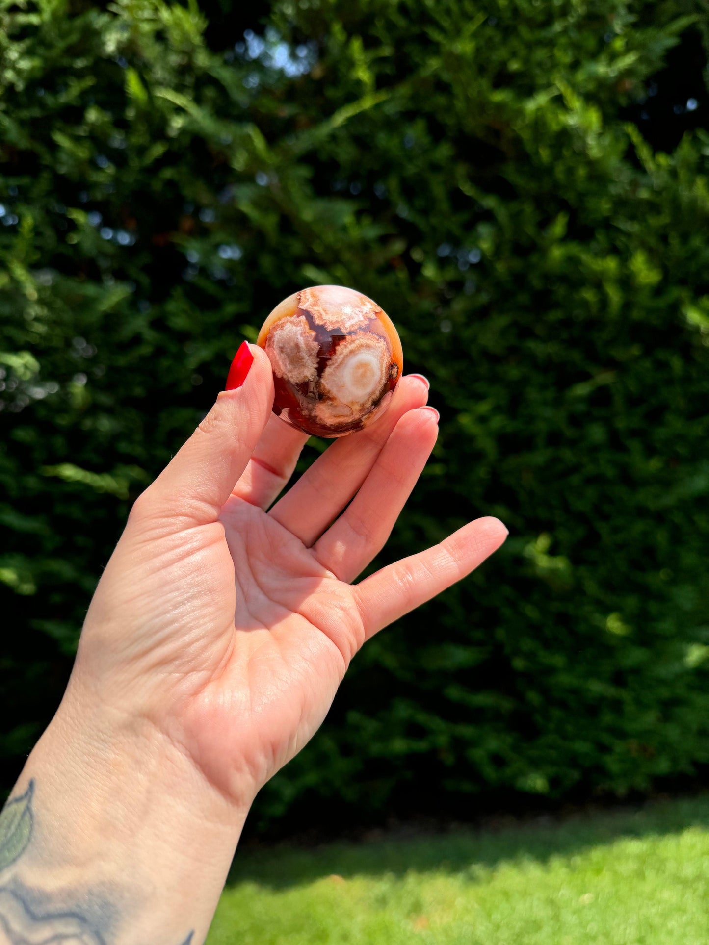 Carnelian & Flower Agate Sphere (46MM)
