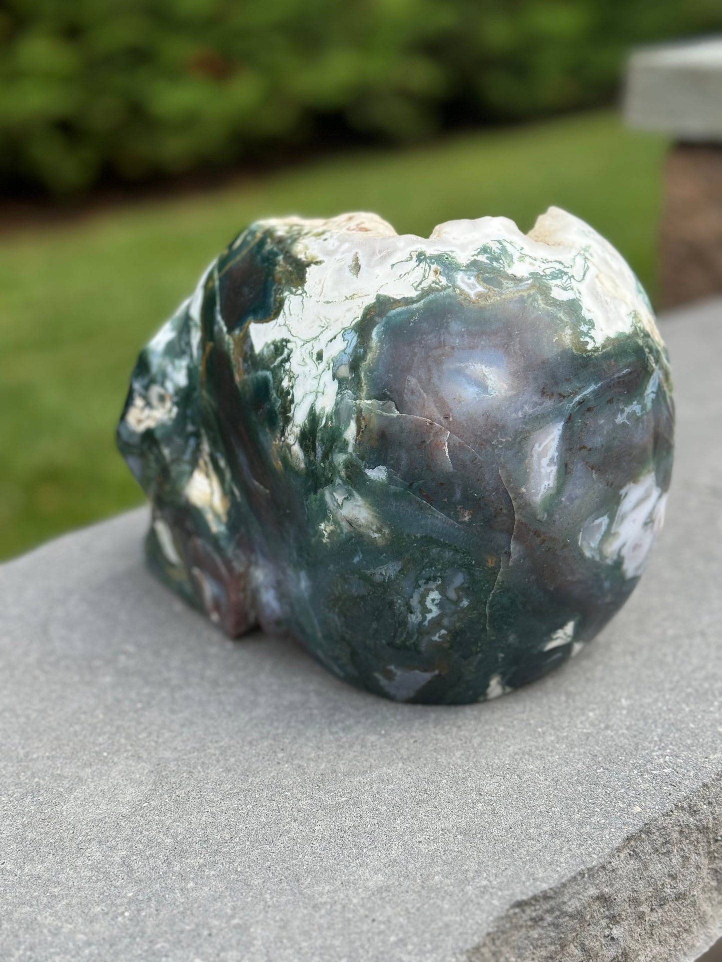 XL Red Moss Agate Hi-Def Skull Carving (17.5lbs)