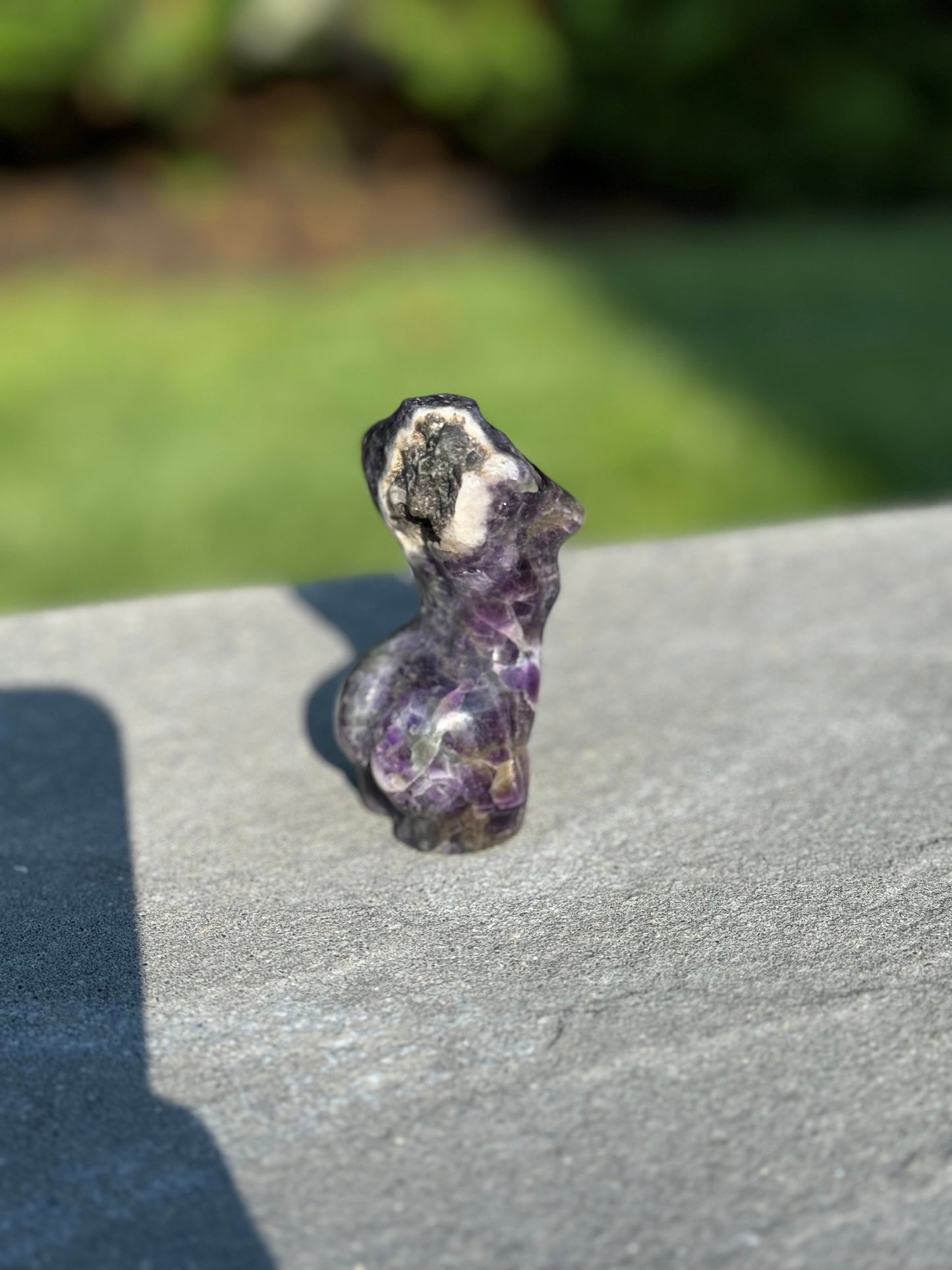 Chevron Amethyst Goddess Body Carving
