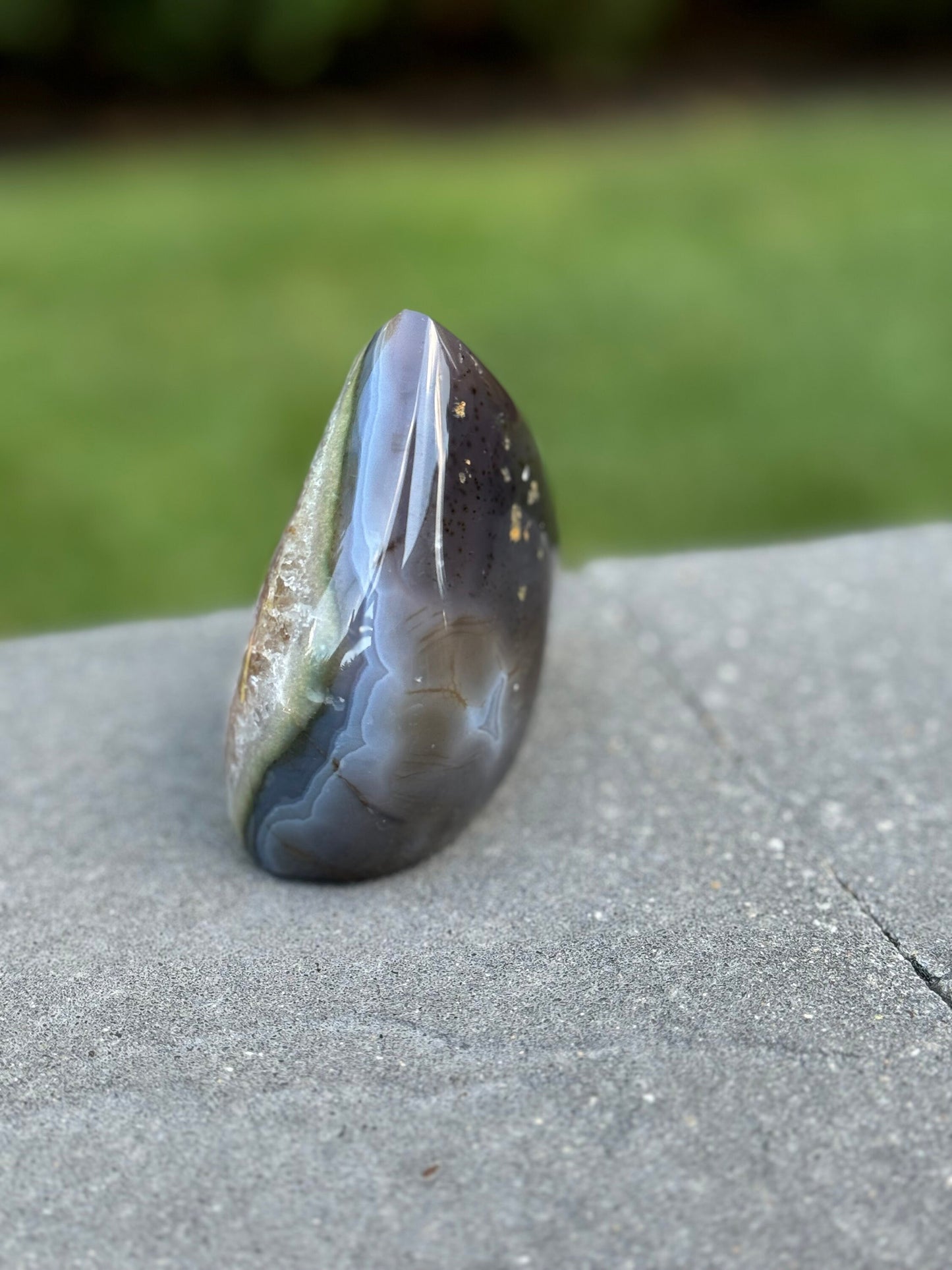 Druzy Banded Agate & Amethyst Flame