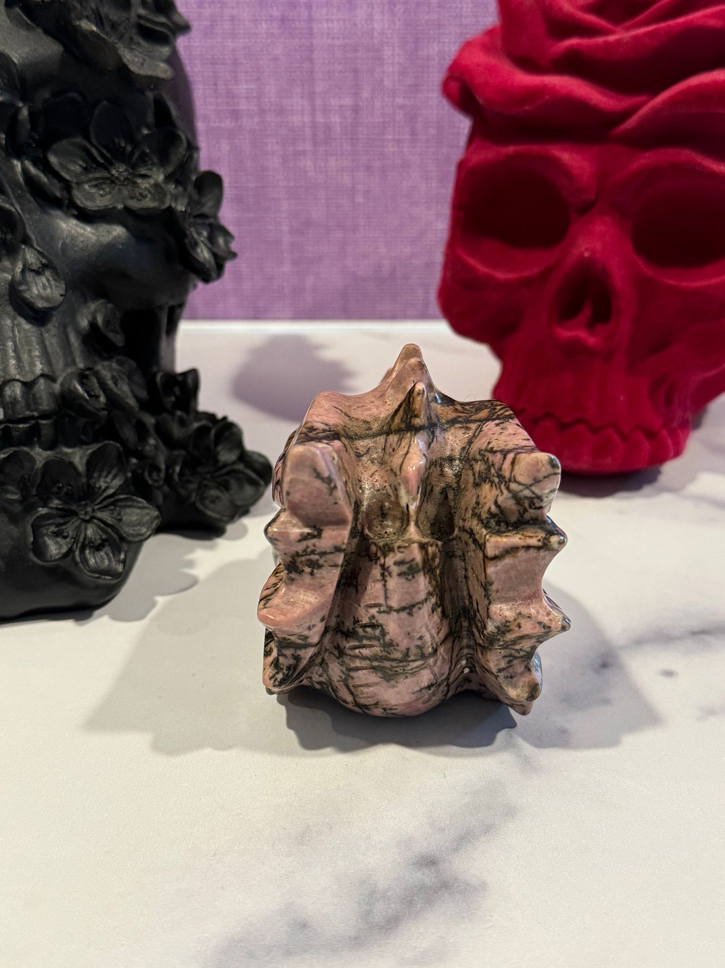 Rhodonite Dragon Head Carving