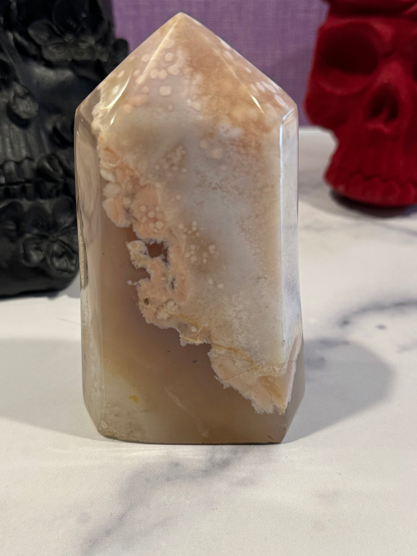 Brazilian Druzy Pink Amethyst & Flower Agate Tower