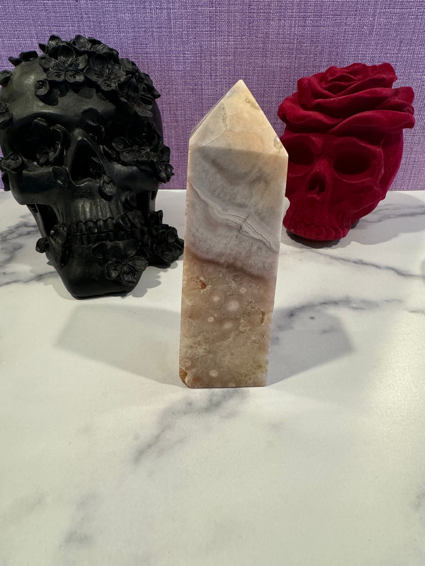 Druzy Pink Amethyst & Flower Agate Tower