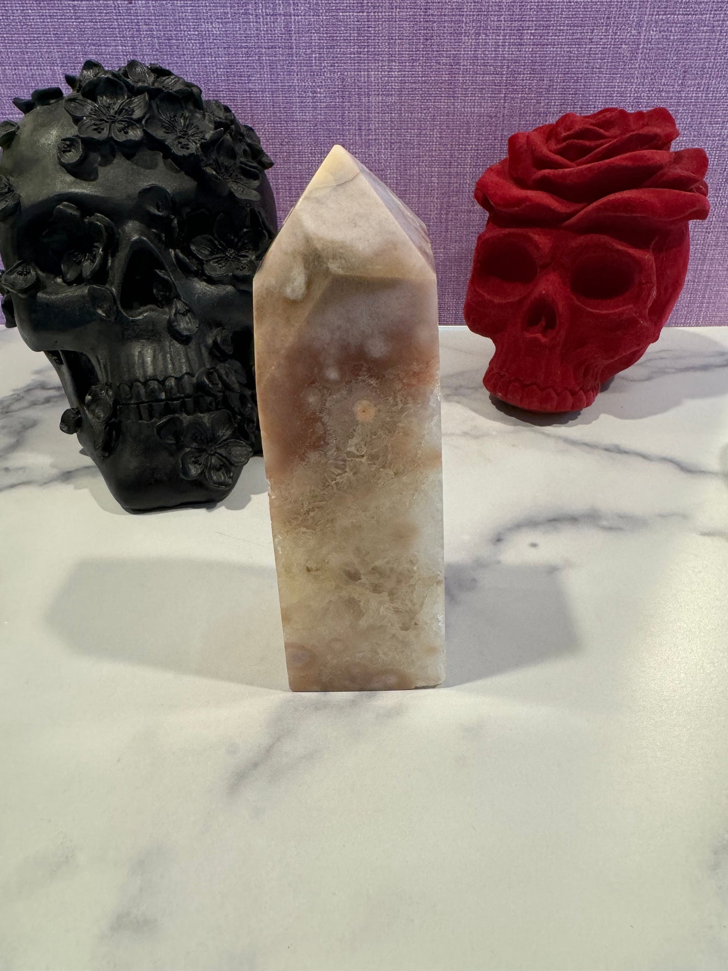Druzy Pink Amethyst & Flower Agate Tower