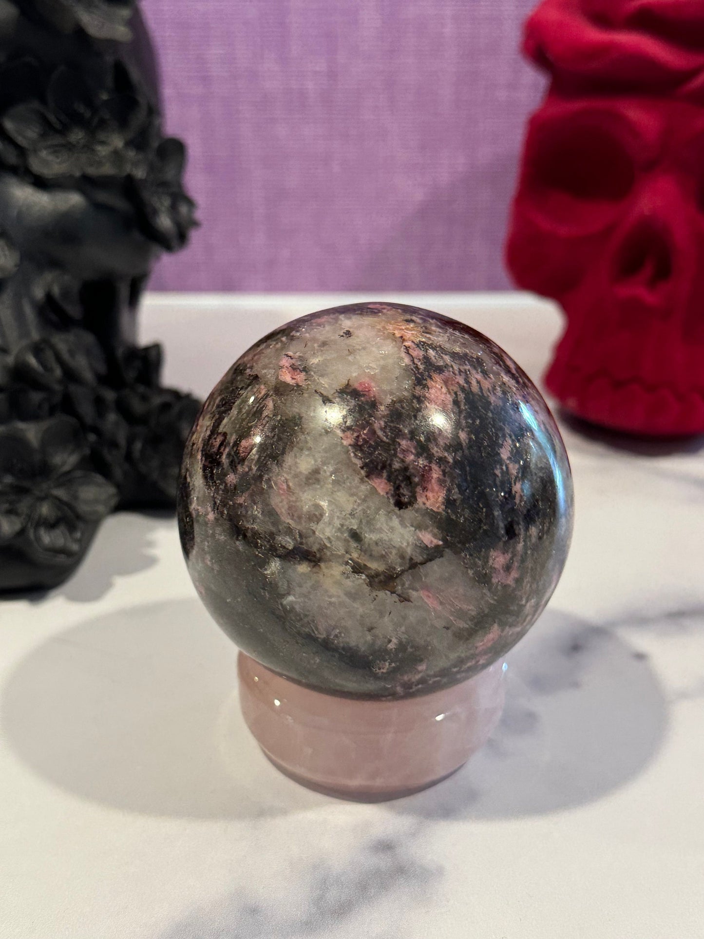 Madagascar Sunset Rhodonite Sphere (72MM)