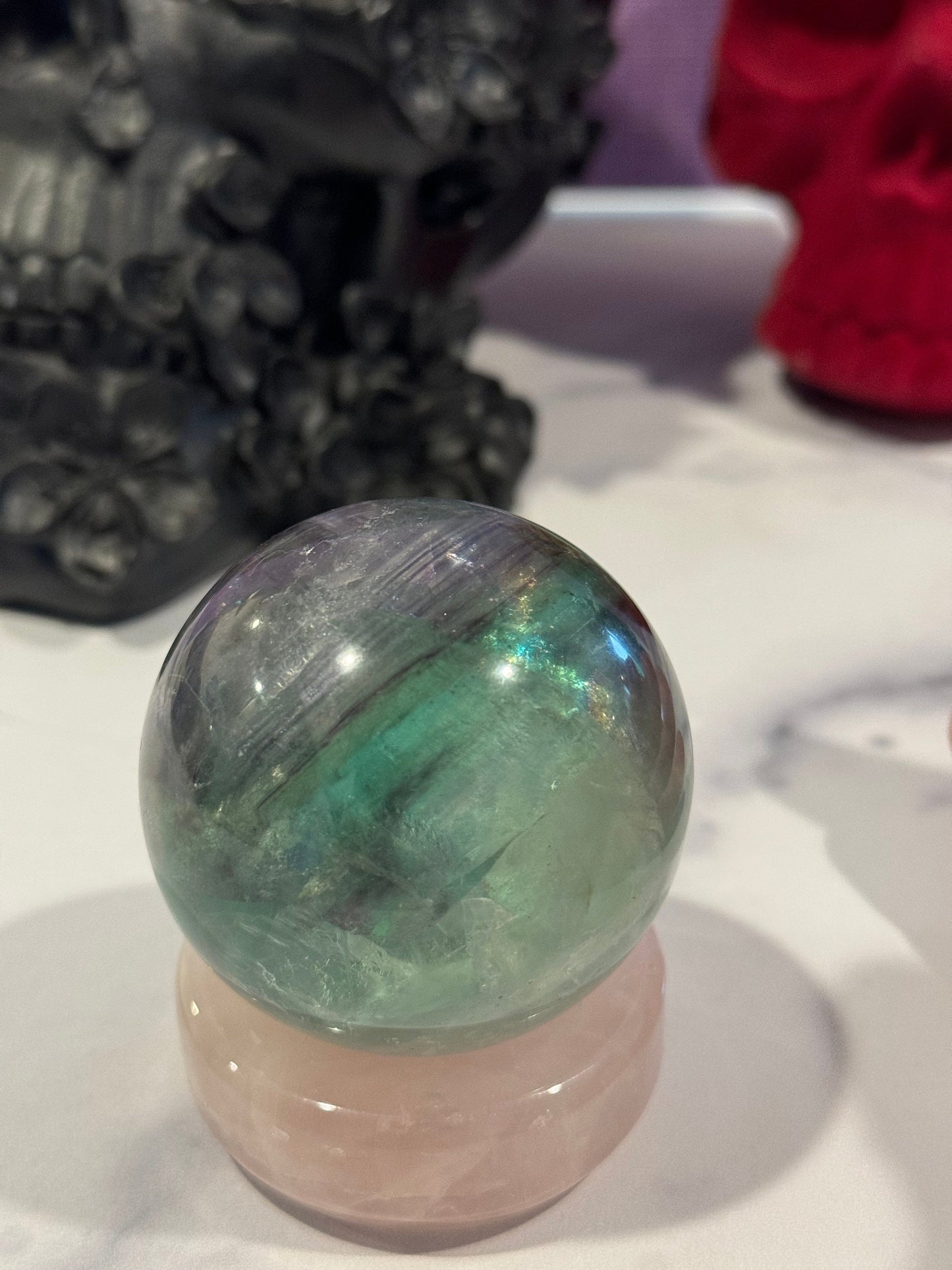 Green & Purple Fluorite Sphere (56MM)