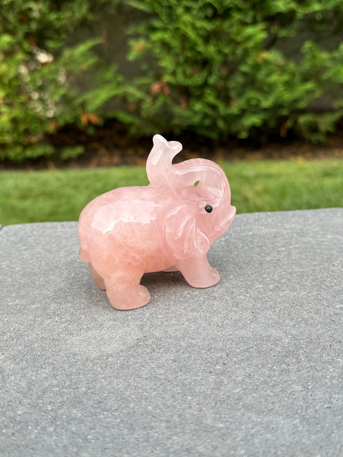 Rose Quartz Elephant Carving