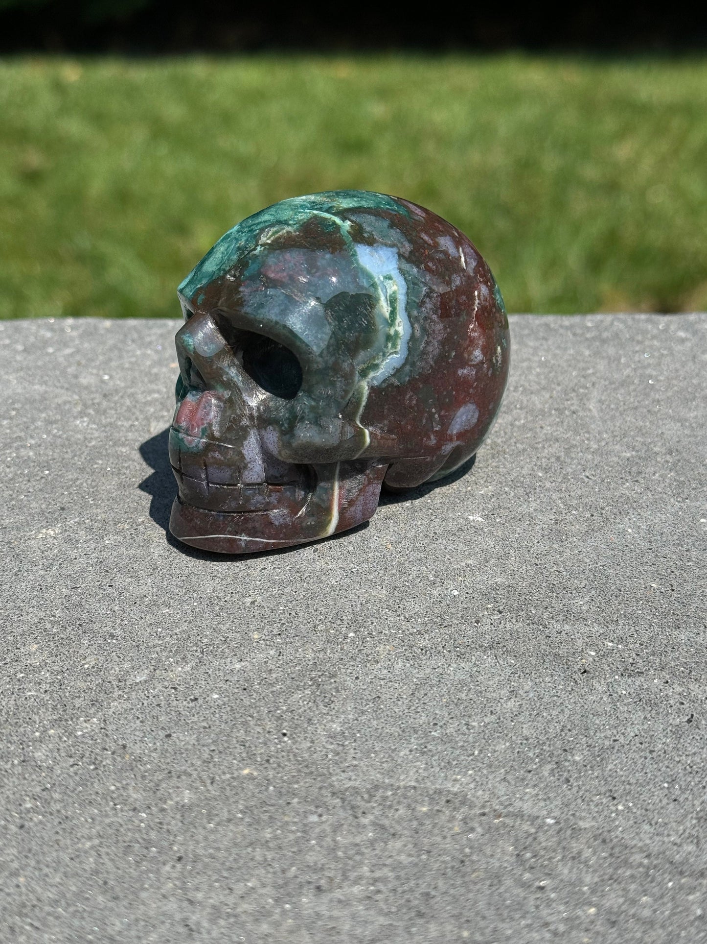 Ocean Jasper Skull Carving (2.9")