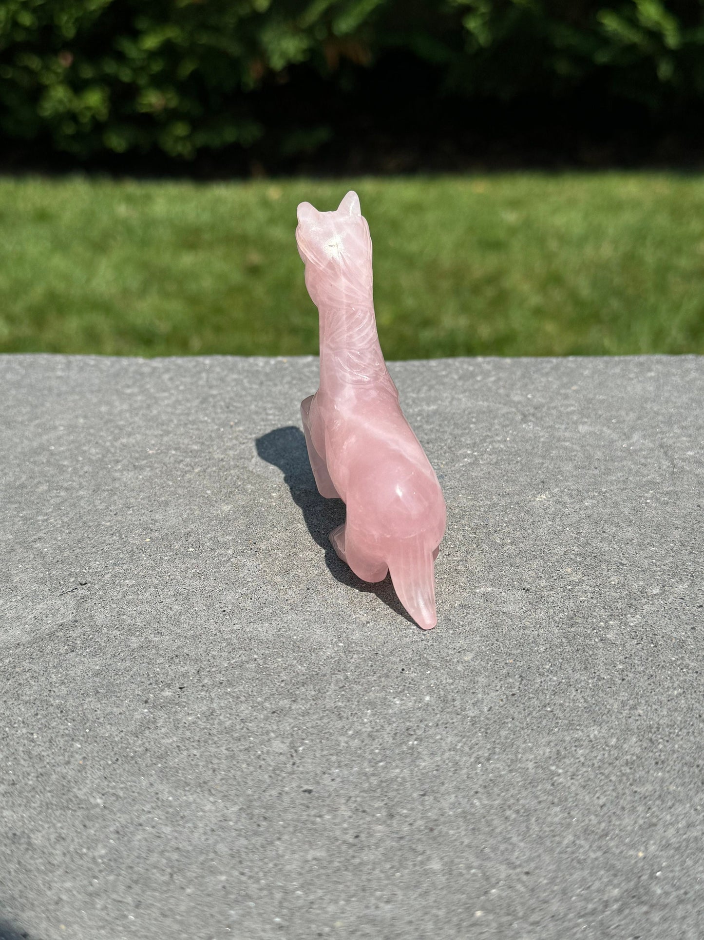 Rose Quartz Horse Carving