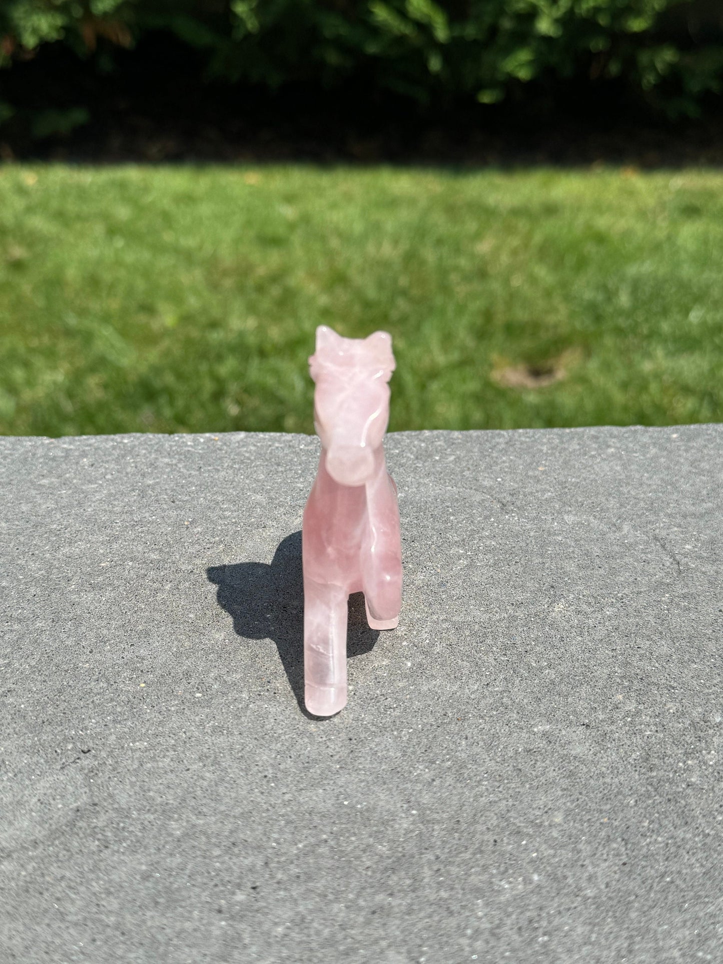 Rose Quartz Horse Carving