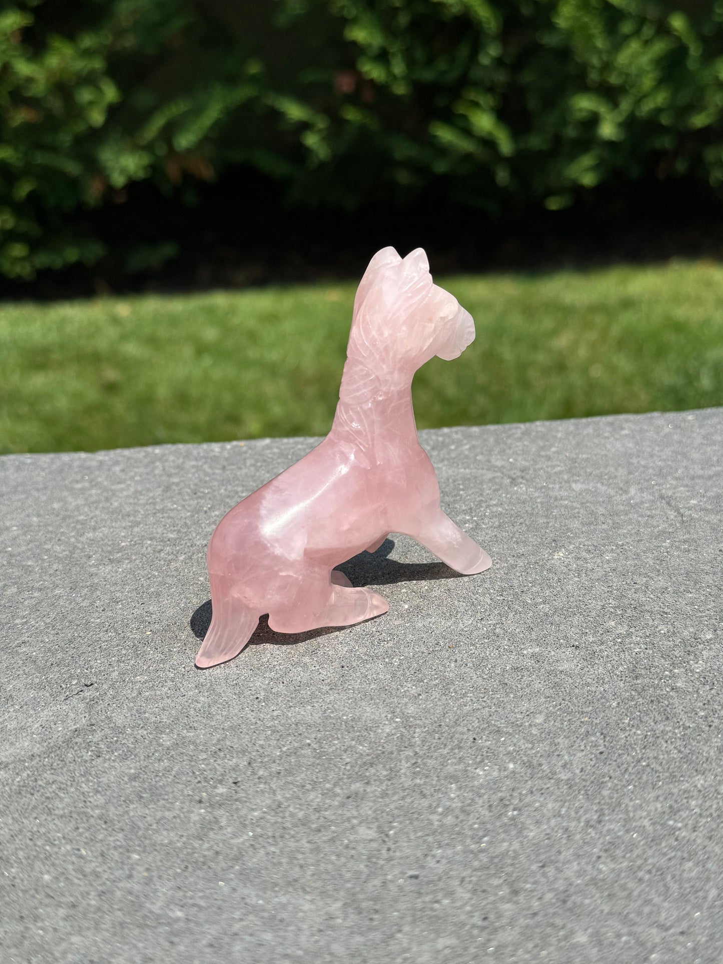 Rose Quartz Horse Carving