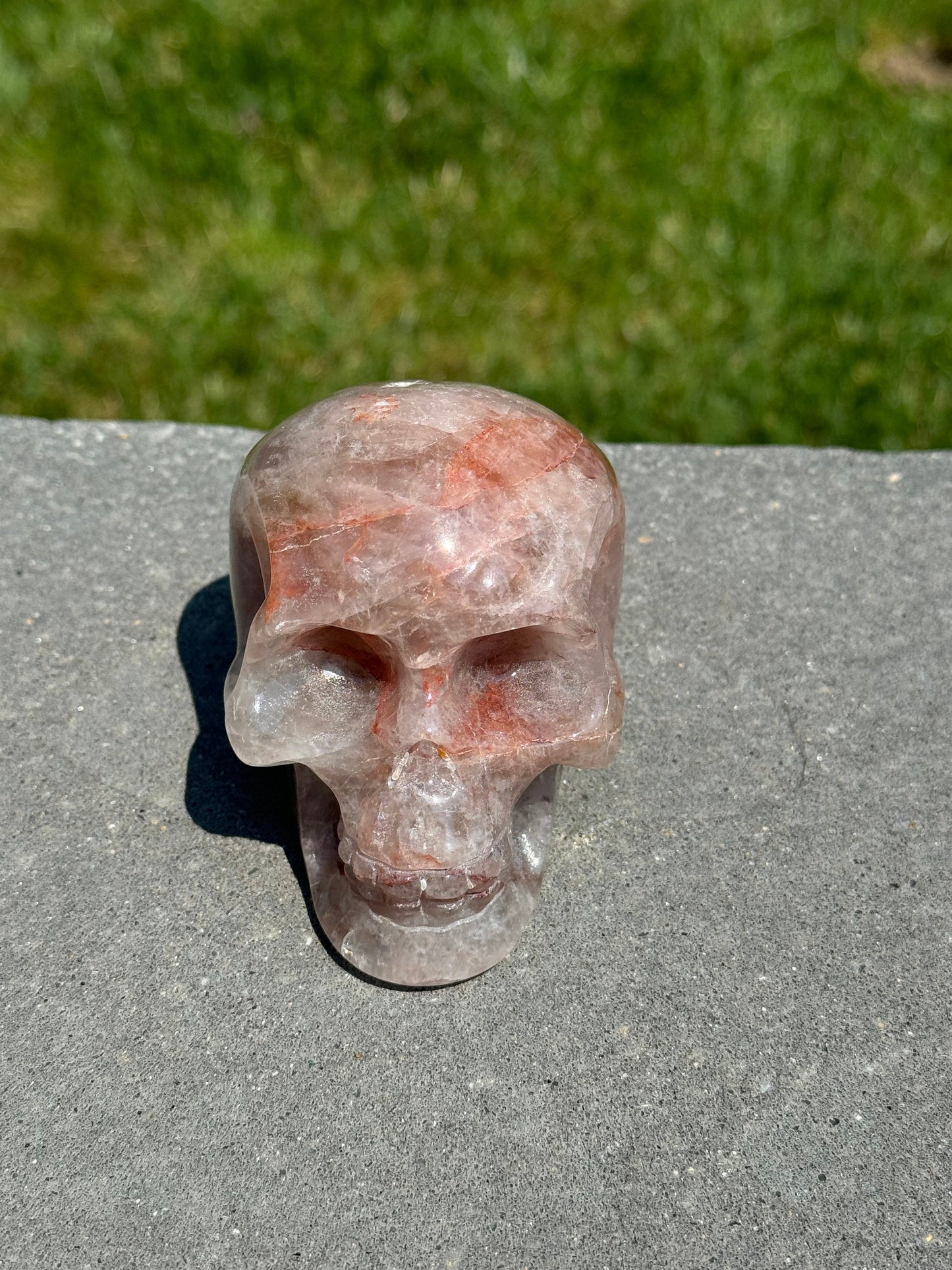 Fire Quartz Skull Carving (3.42")