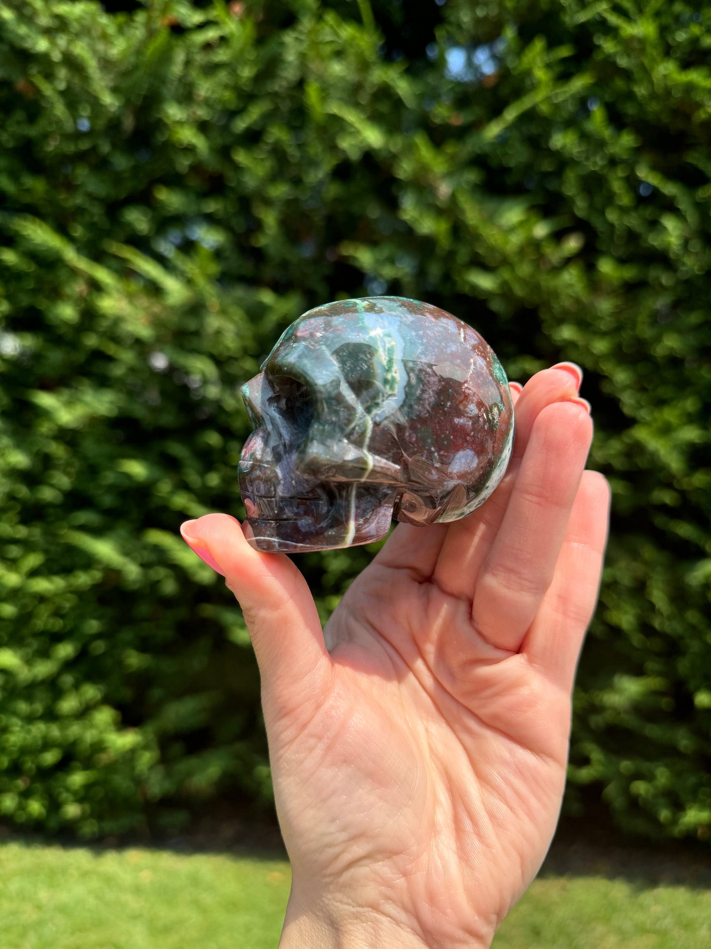 Ocean Jasper Skull Carving (2.9")