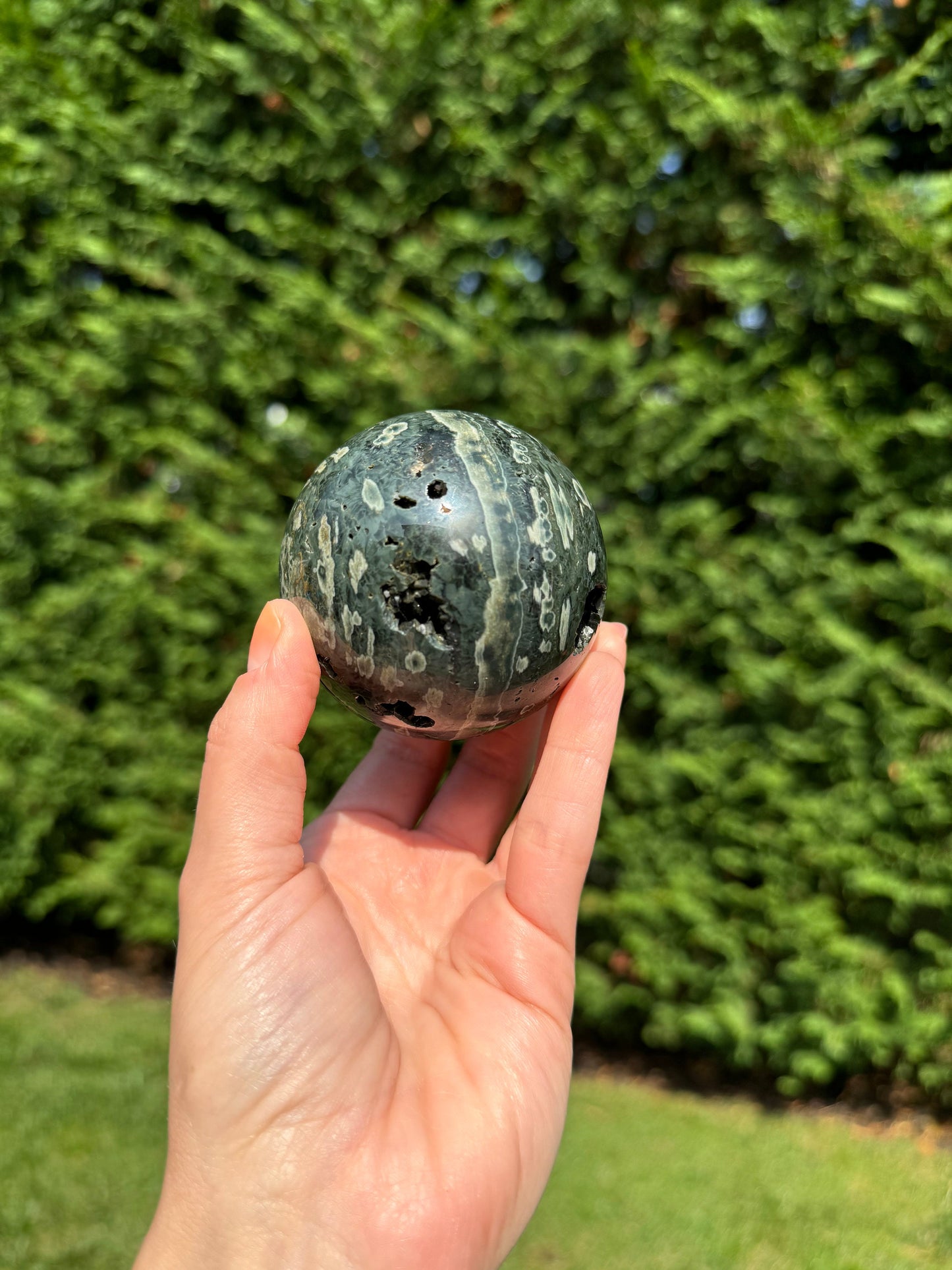 Black Druzy Ocean Jasper Sphere (69MM)