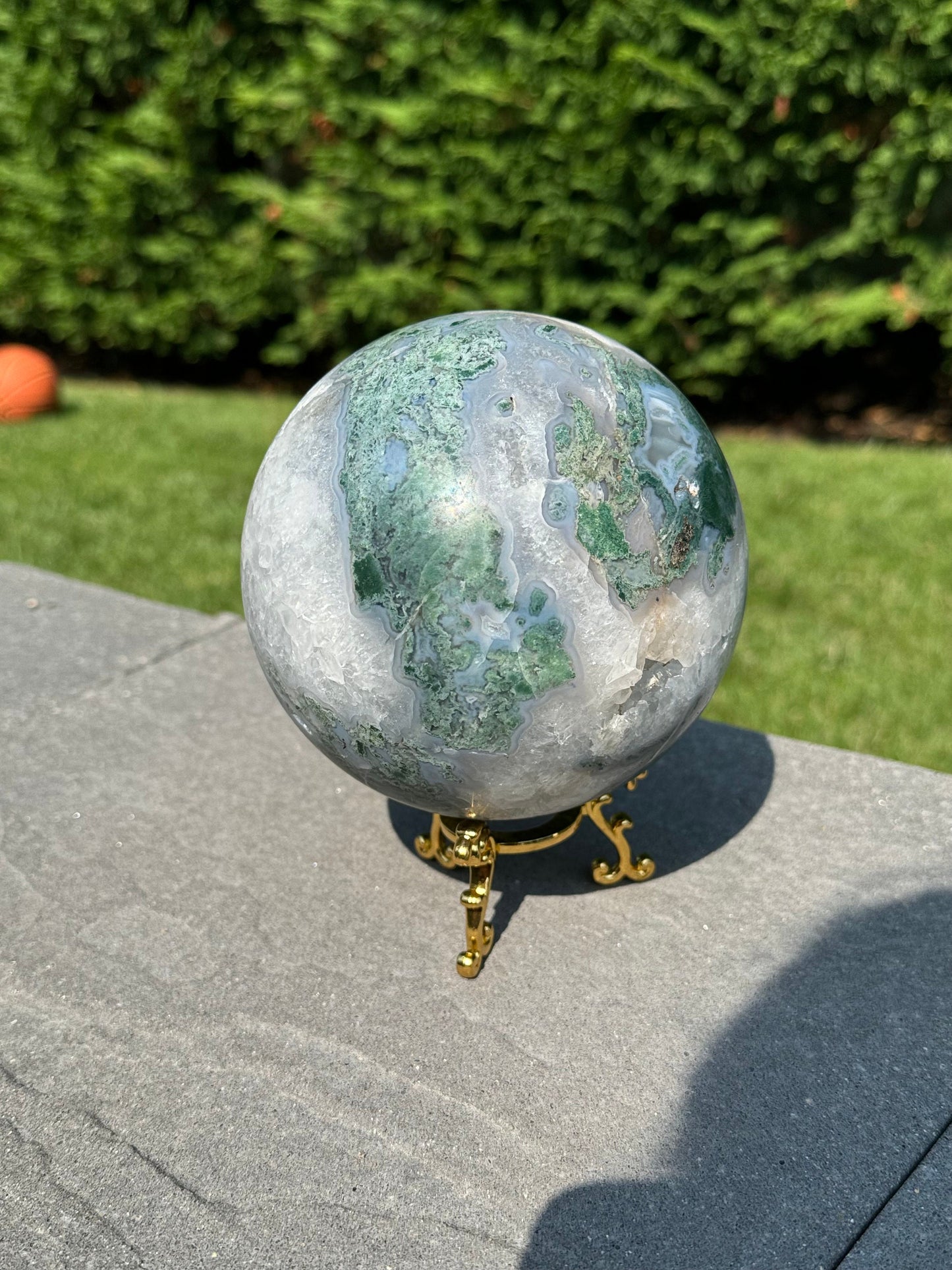 XL Druzy Moss Agate Sphere (118MM)