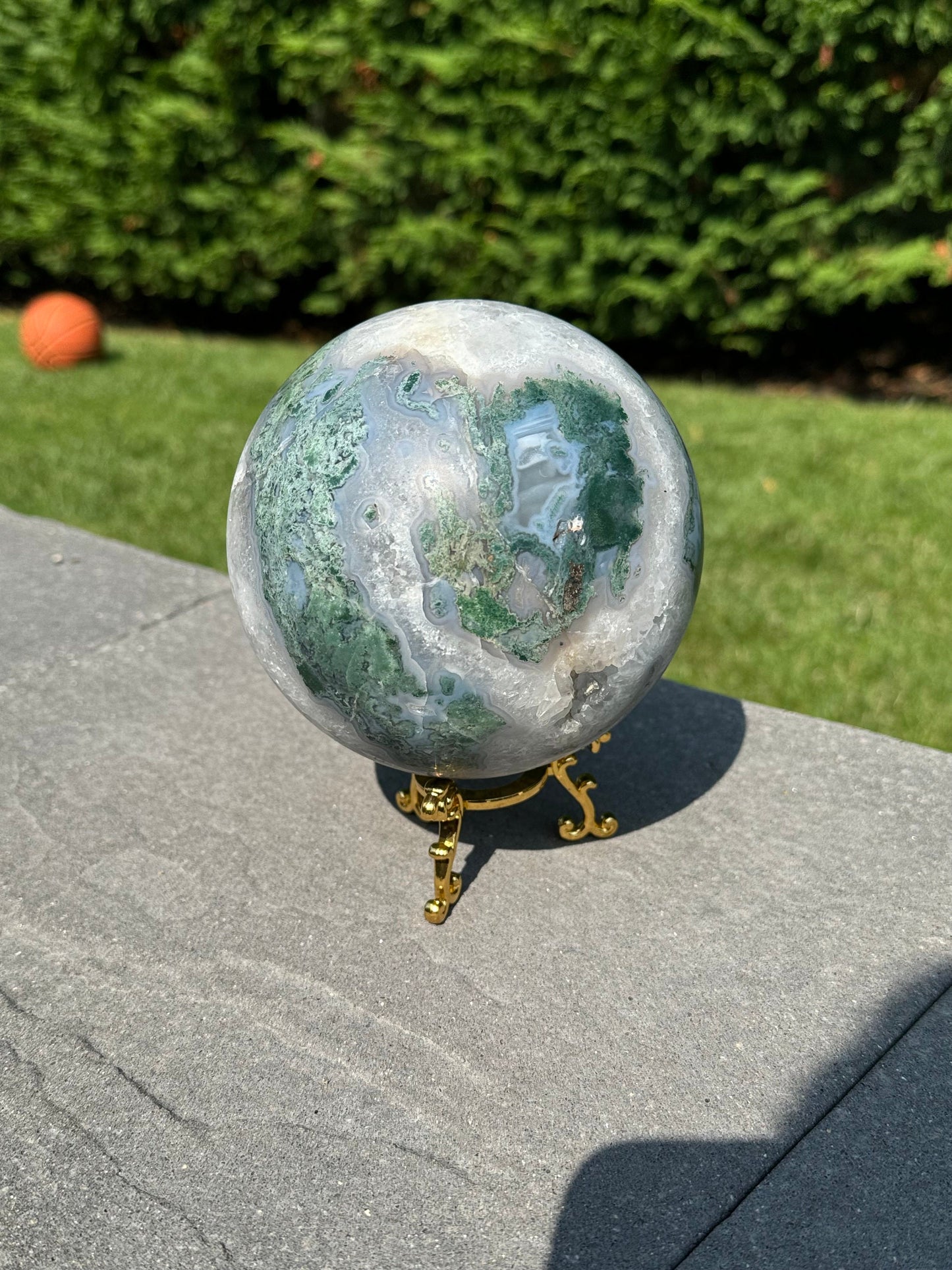 XL Druzy Moss Agate Sphere (118MM)