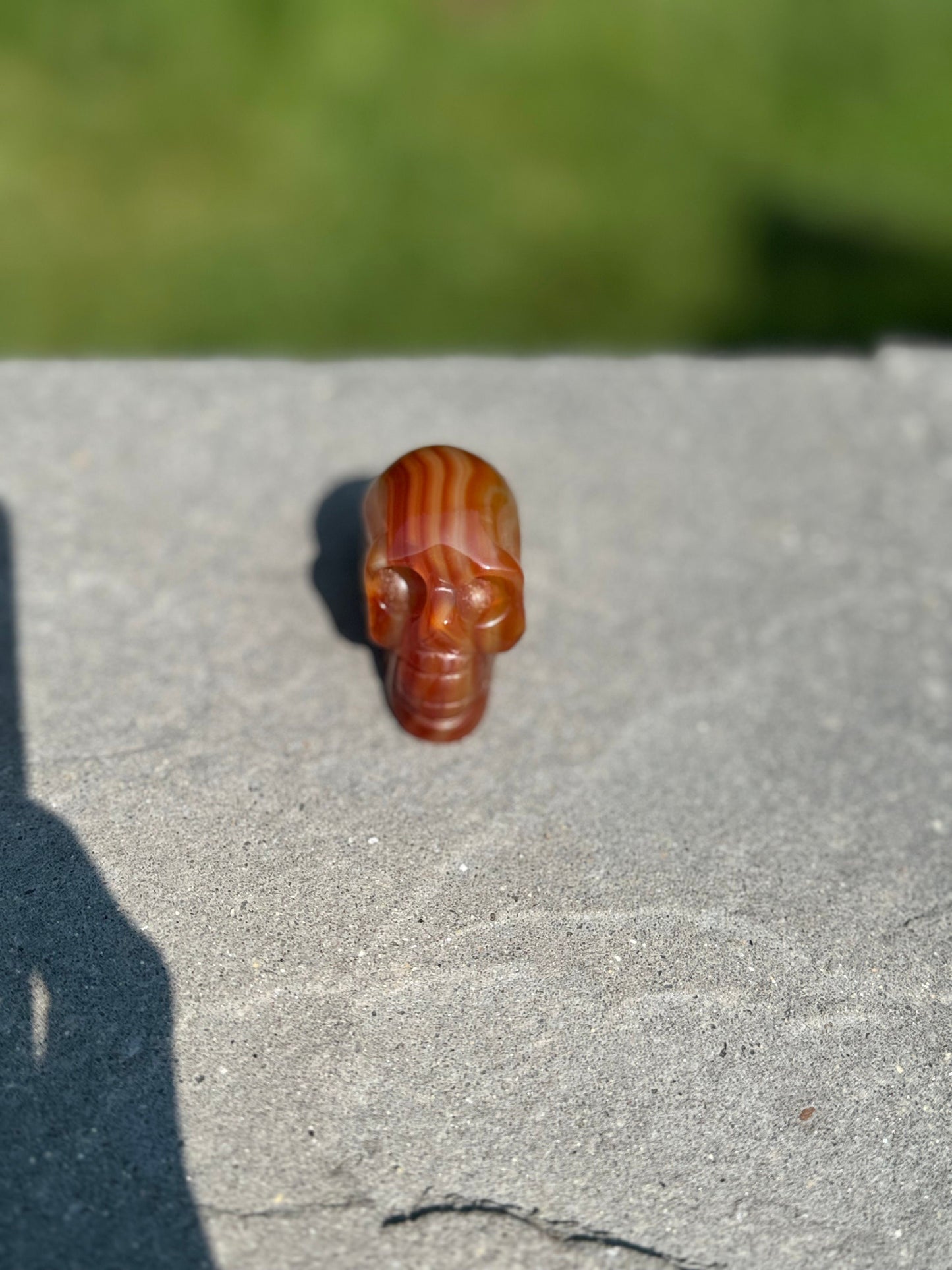 Banded Carnelian Skull Carving