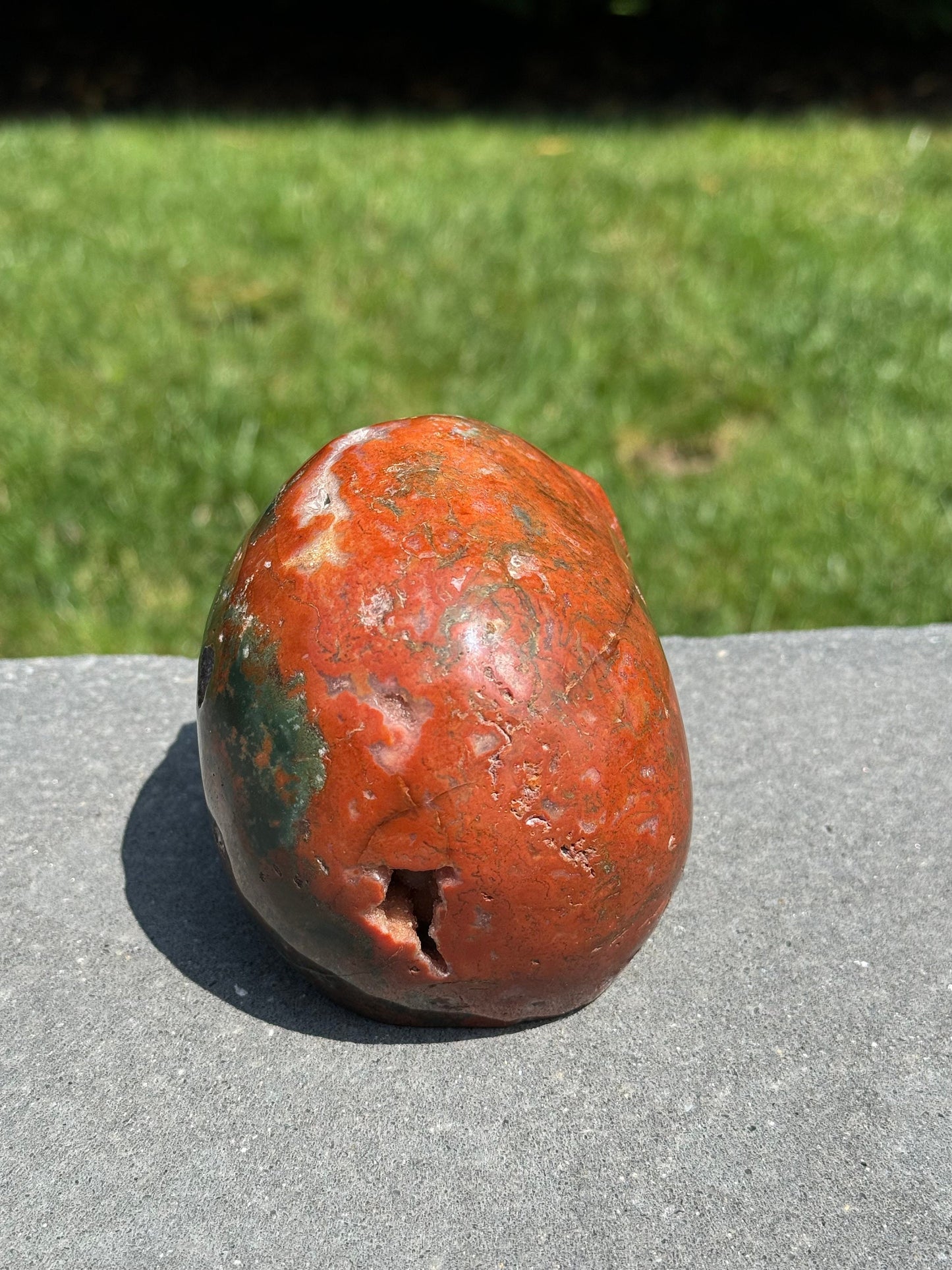 XL Druzy Ocean Jasper Skull Carving (4.6")