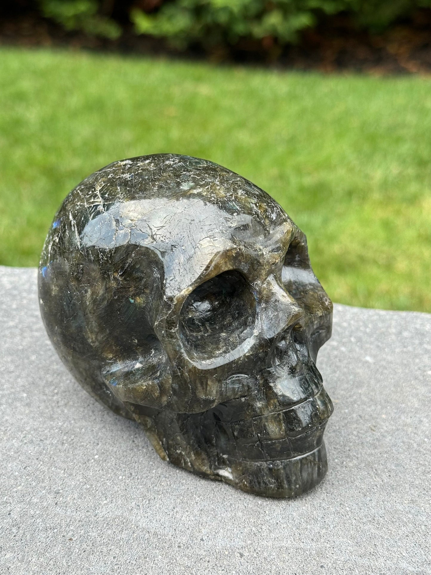 Flashy Labradorite Skull Carving (4.64")