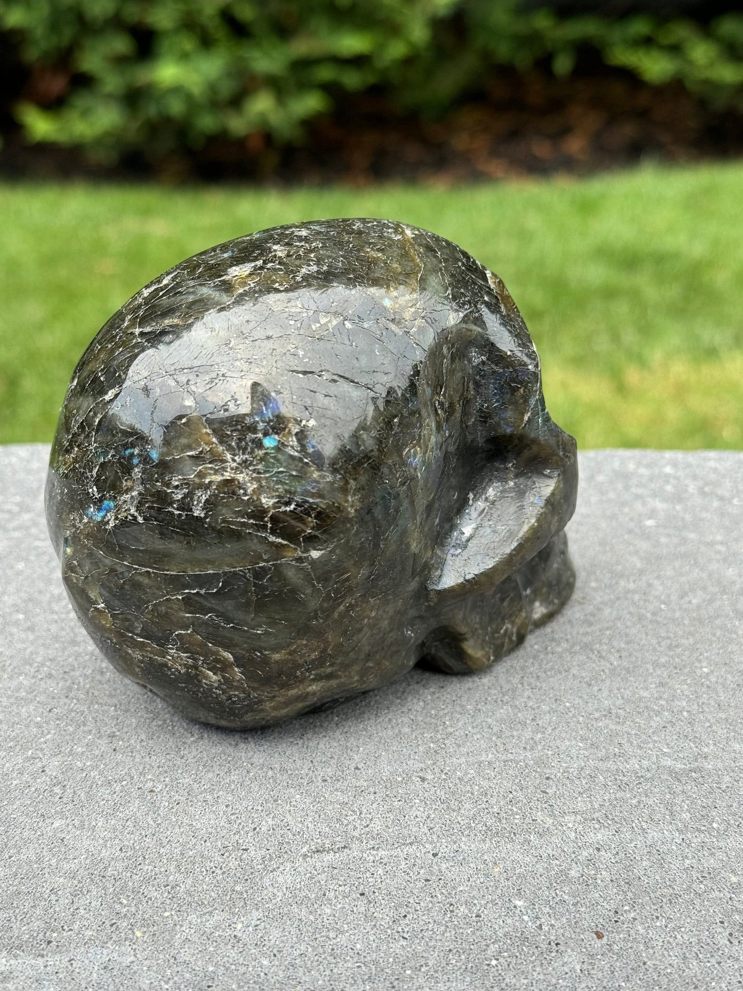 Flashy Labradorite Skull Carving (4.64")