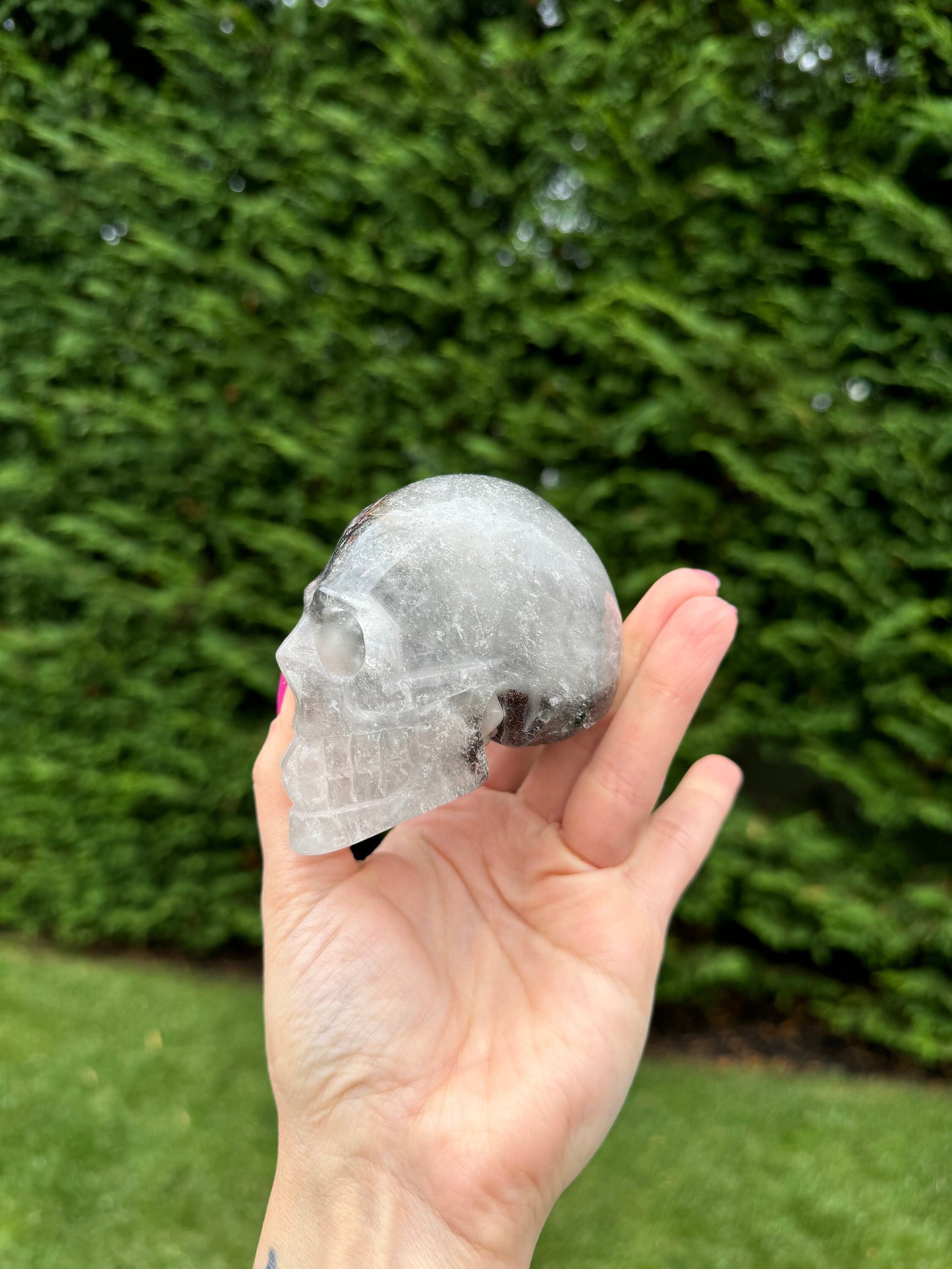 Garden Quartz Skull Carving