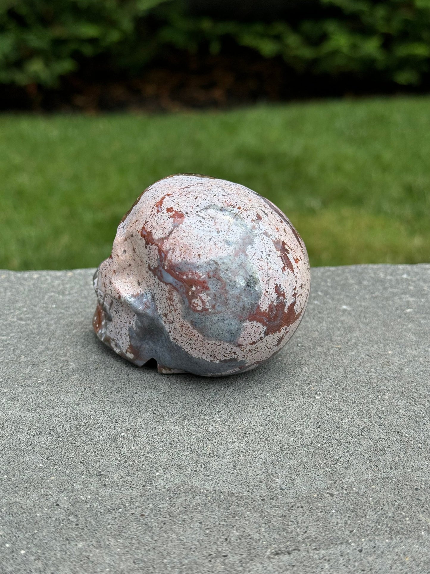 Druzy Ocean Jasper Skull Carving (3.18")